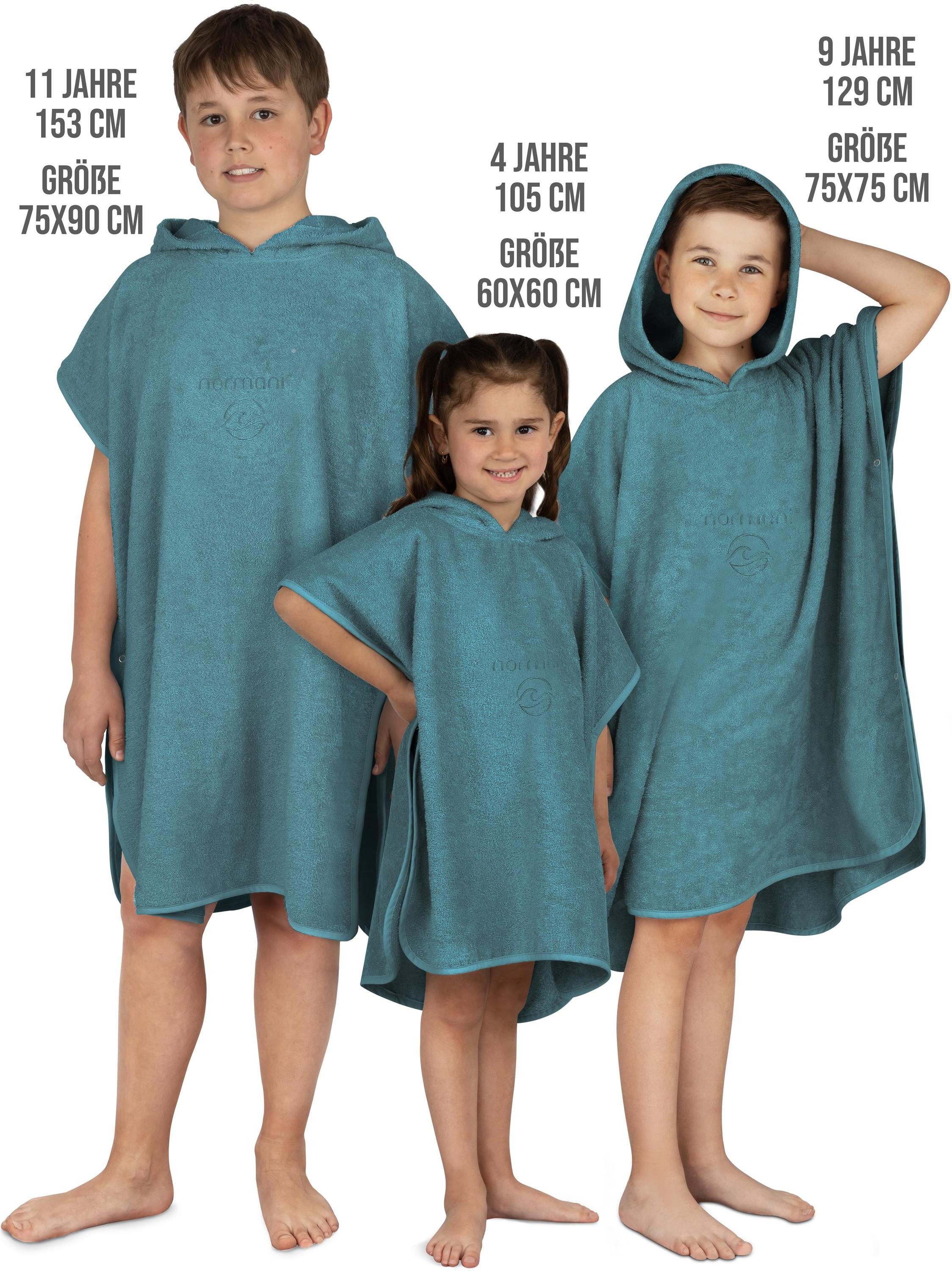 normani Badeponcho Badeponcho aus Bio-Baumwolle für Kinder, Bio-Baumwolle, Kapuze, Schlupf, Kinderbademantel mit Kapuze Strandponcho