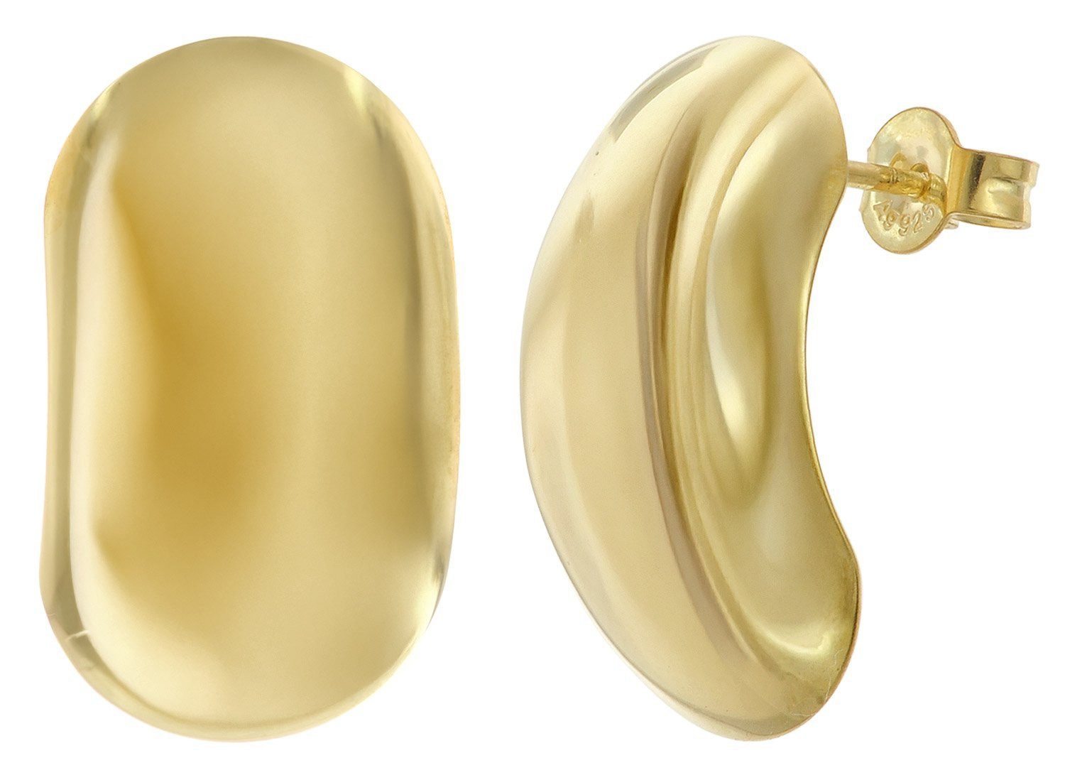 Valentinstagsgeschenk trendor Paar Ohrstecker Damen-Gold auf Silber 925 Breite 13 mm, goldfarben