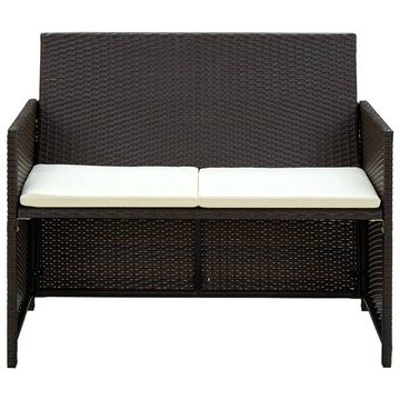 möbelando Gartenbank 296227 (BxHxT: 100x85x56 cm), mit Sitzauflage aus PE-Rattan in braun