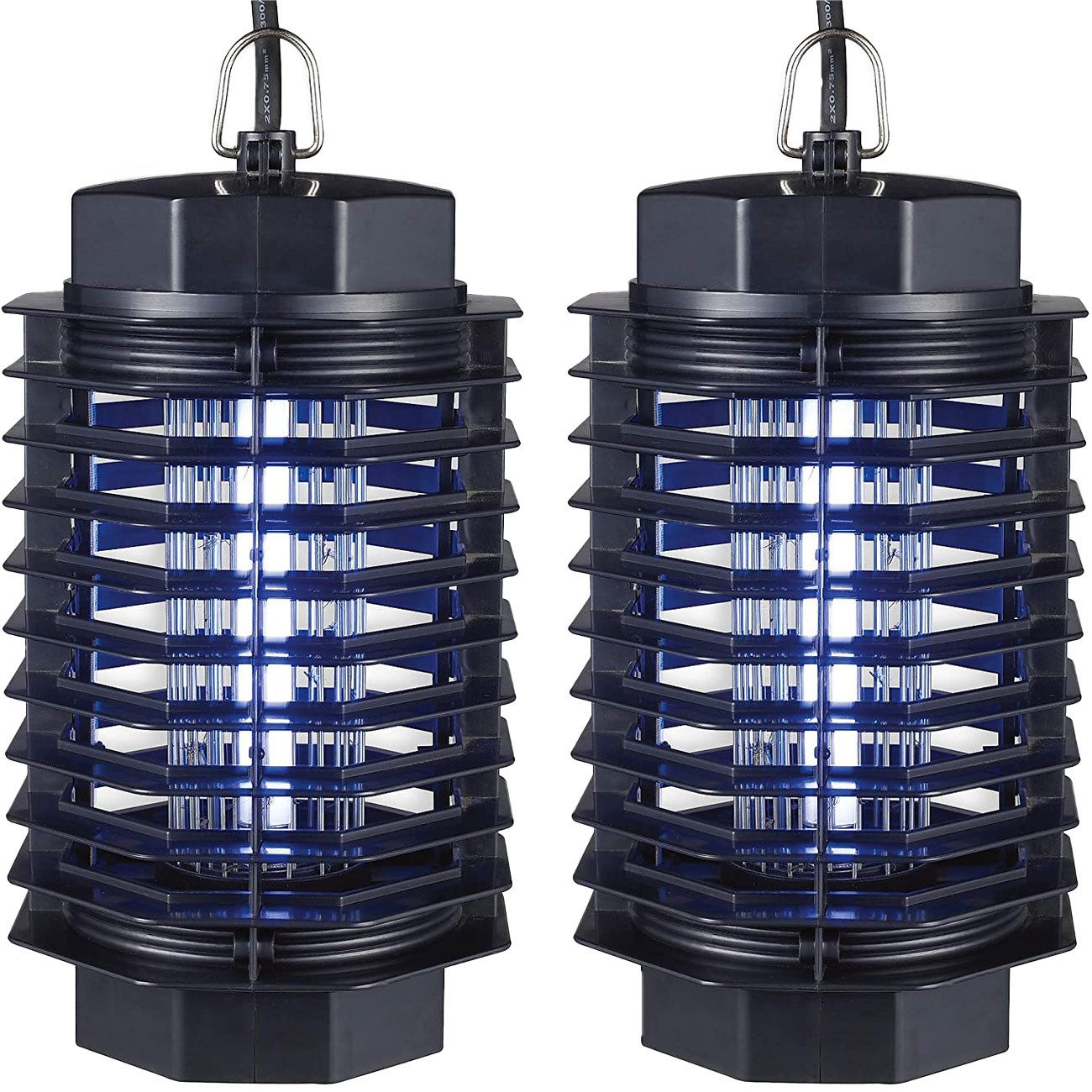 ISOTRONIC Insektenabwehrgerät Elektrische Insektenlampe 230V, UV-Fliegenfalle bis 50m², 500V Gitter, 2-tlg., 1er/2er-Set, Effiziente UV-Insektenlampe für die Steckdose – wirkt bis zu 50 m²