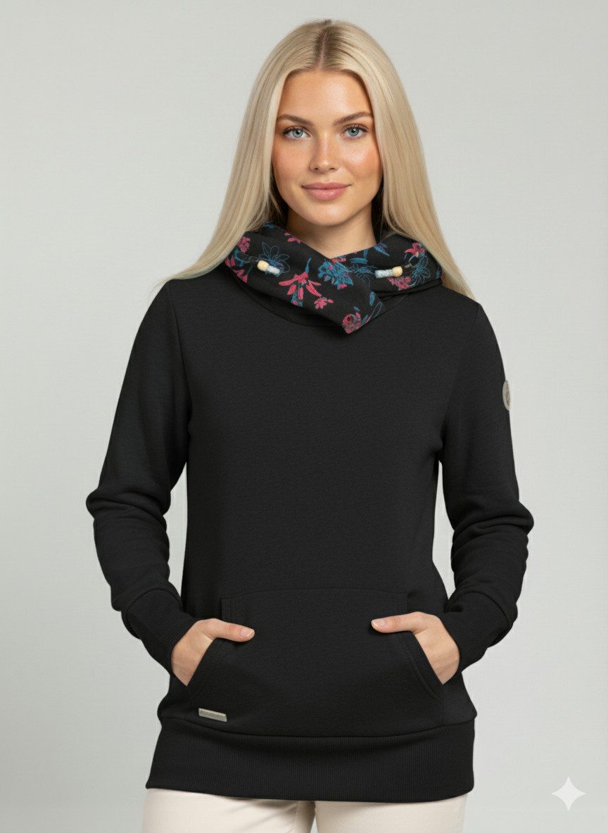 Ragwear Sweatshirt ANGELLIKA FLOWERS O mit asymmetrischem Schalkragen günstig online kaufen