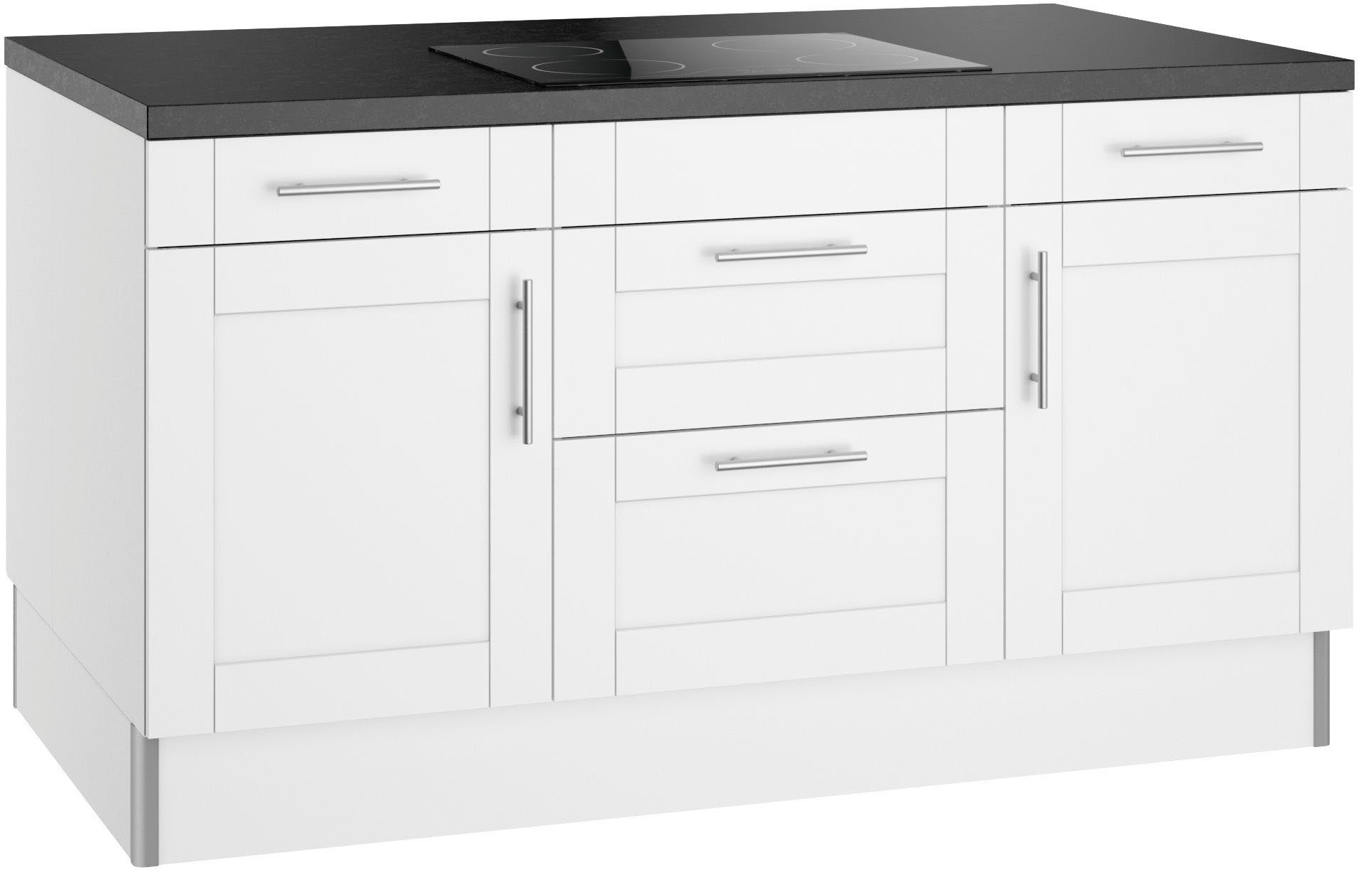 KOCHSTATION Kochinsel KS-Ahus, Kücheninsel, Breite 160 cm, wahlw. mit E-Gerät, Soft Close Funktion