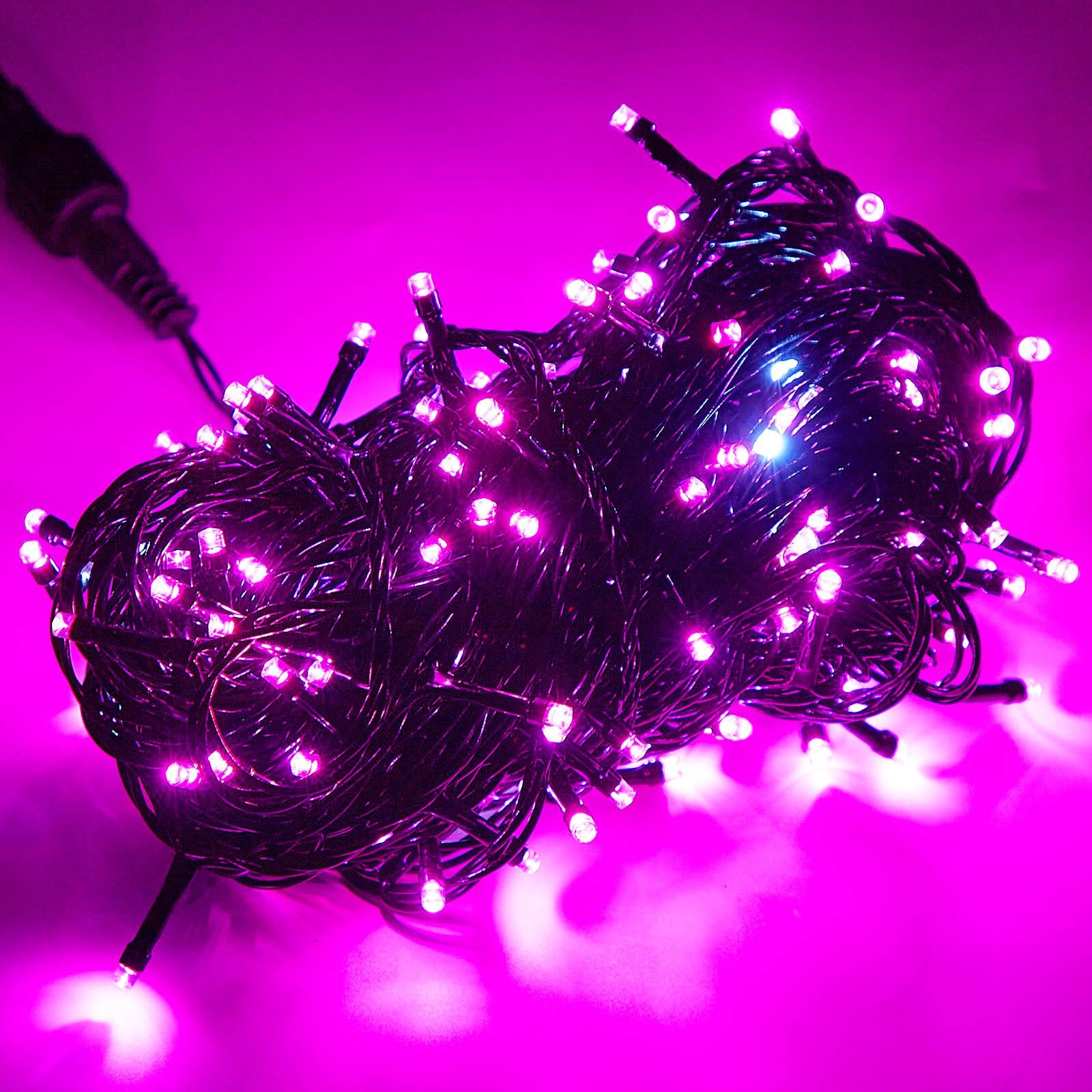 Rosnek LED-Baummantel 20m LED Lichterkette for Außen Innen Party Weihnachten Garten Baum, 156-flammig, mit 3M-Verlängerungskabel Rosa | Baummäntel