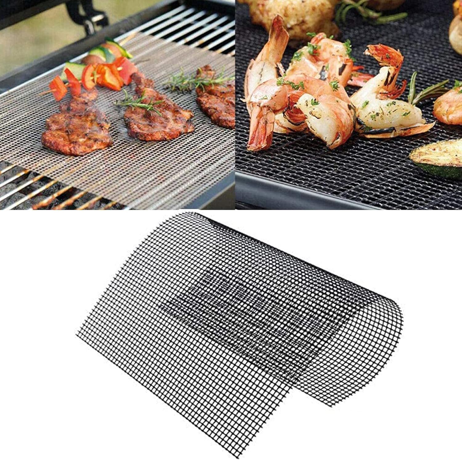 Coonoor Grillplatte Grillmatten Set, Gitter Grillmatte antihaftbeschichtet (2-St), zum Grillen von Fleisch, Gemüse, Kochen, Backen, Grillen und Backen