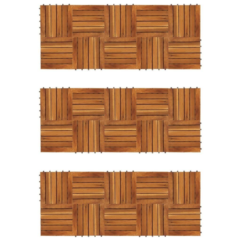 Teppichboden Terrassenfliesen 30er Set Vertikales Muster 30 x 30 cm Akazie, vidaXL, Höhe: 240 mm