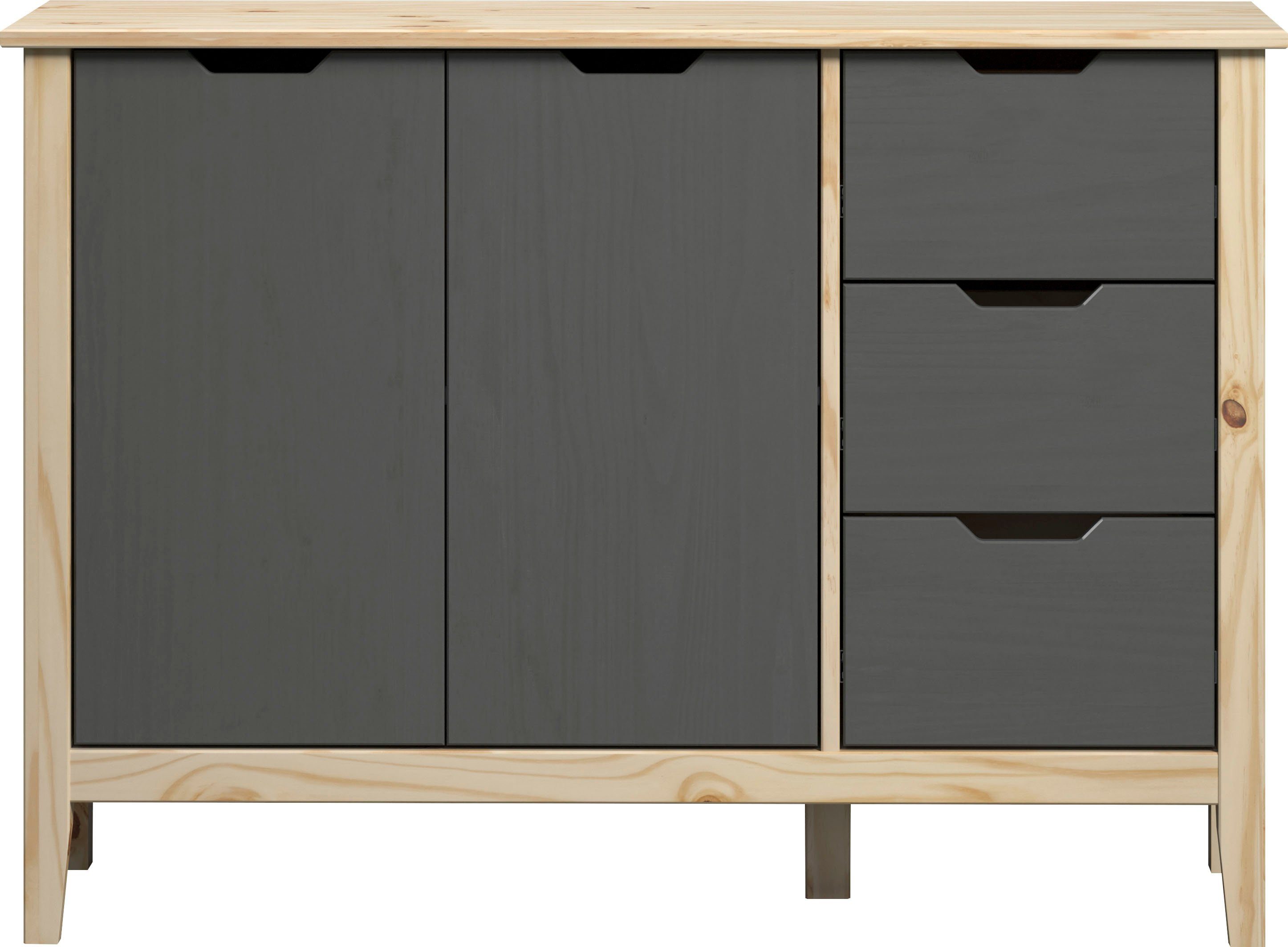 INTER-FURN Kommode Latera (1 St), Massivholz / Klarlack matt, Kiefer, B/H/T: 110 x 79 x 39 cm