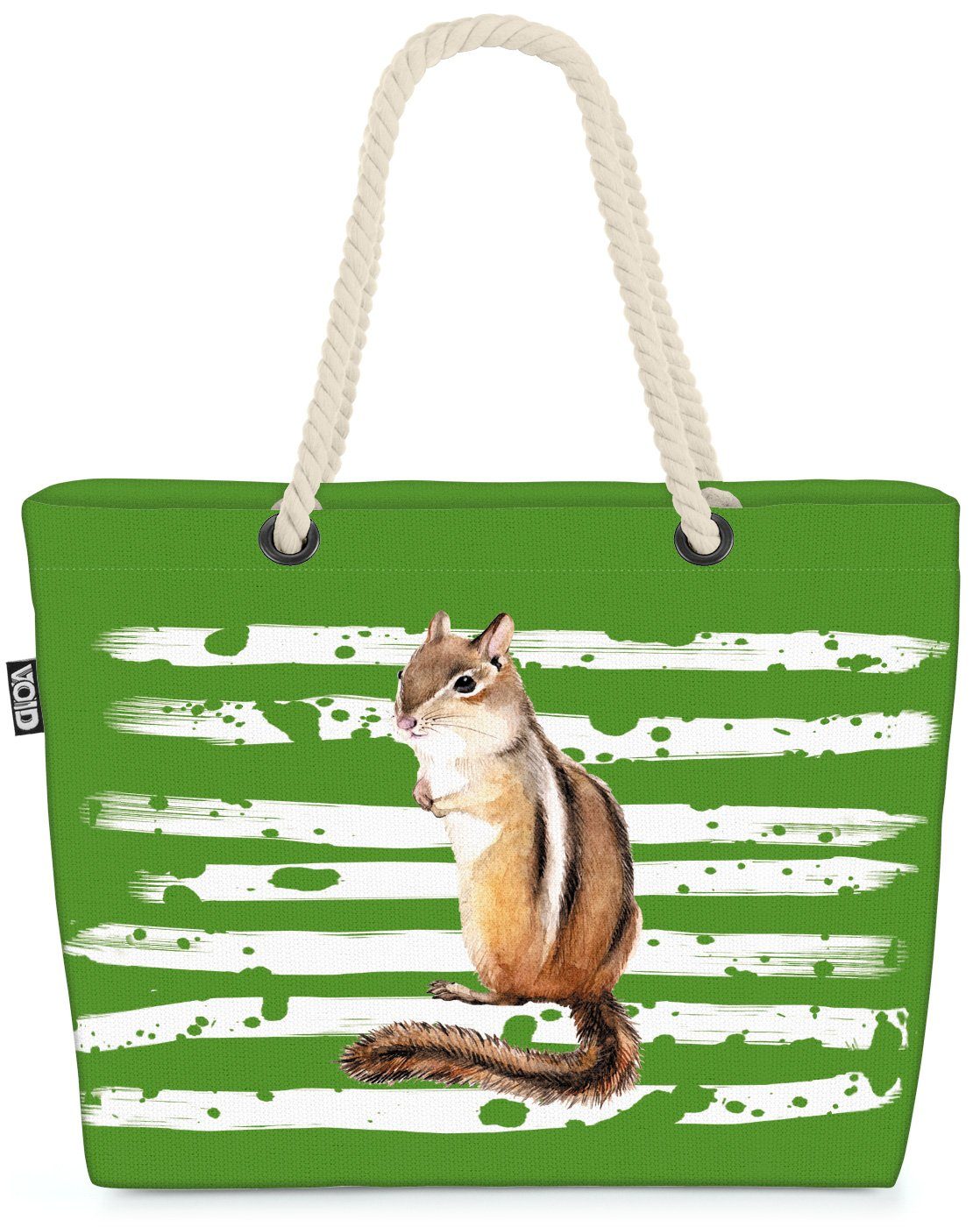 VOID Strandtasche (1-tlg), Streifenhörnchen Eichhörnchen Tier Pet grün