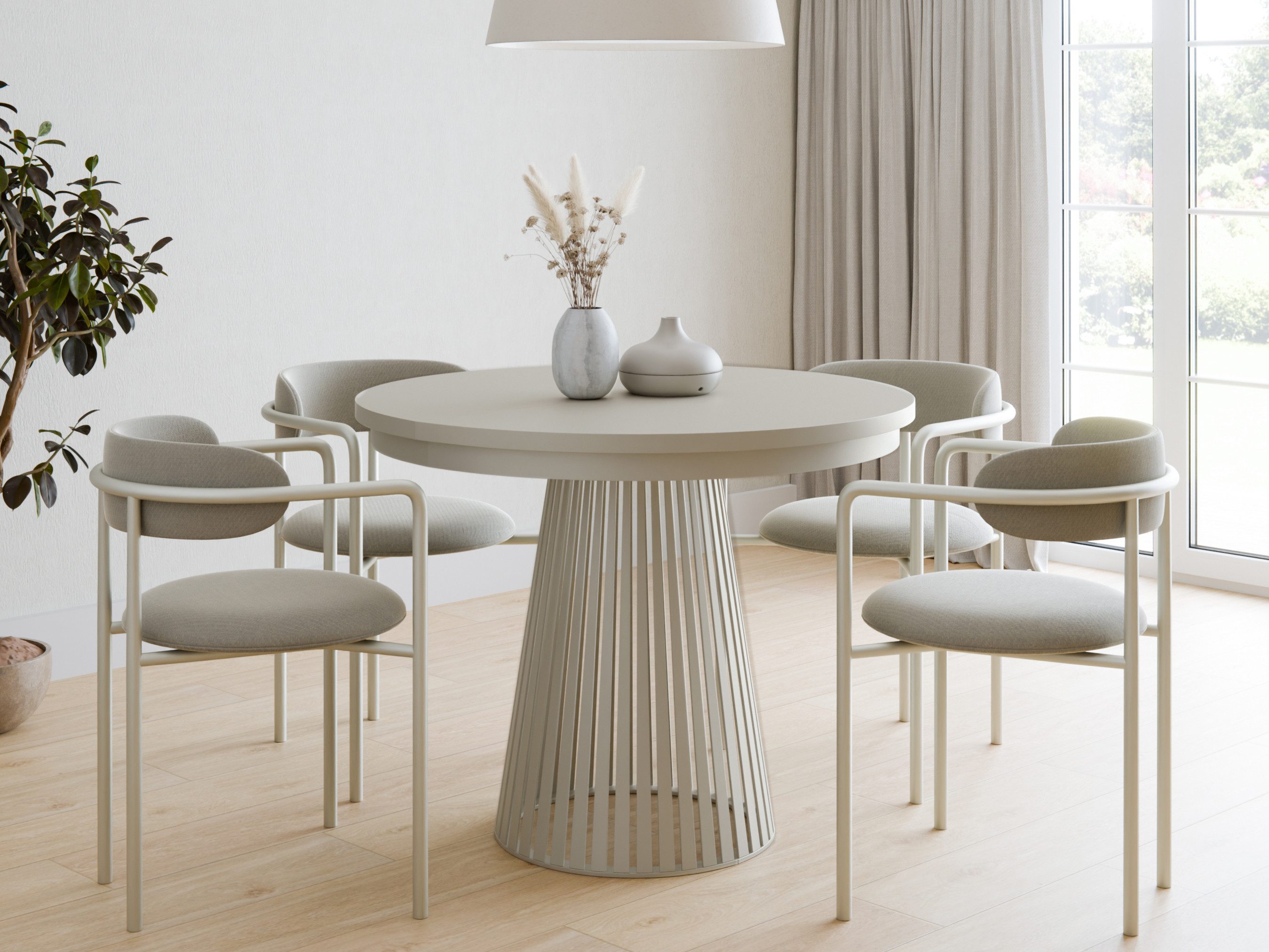 Compleo Esstisch Rund, Säulengestell mit Rillenstruktur DAST (TOPSELLER), A günstig online kaufen