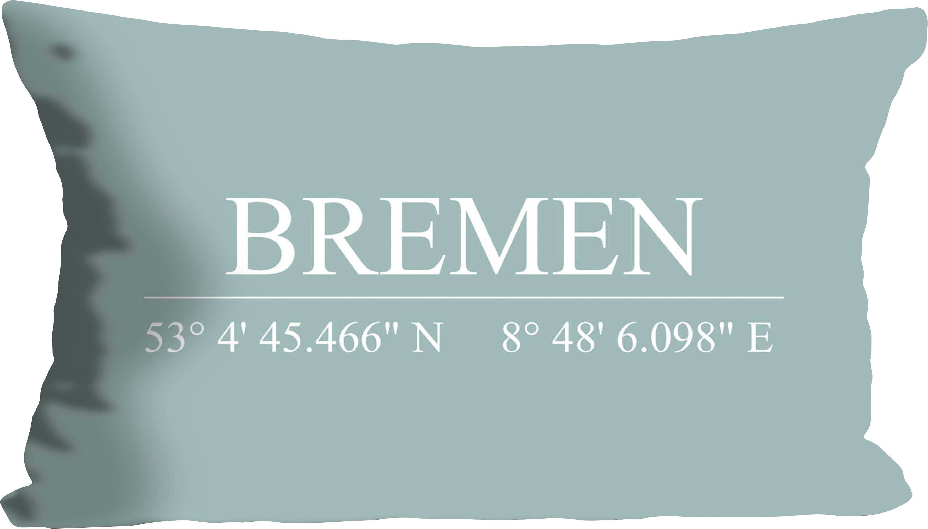 türkis Schriftzug, Stück Dekokissen mit queence Bremen, Füllung, Kissenhülle ohne 1
