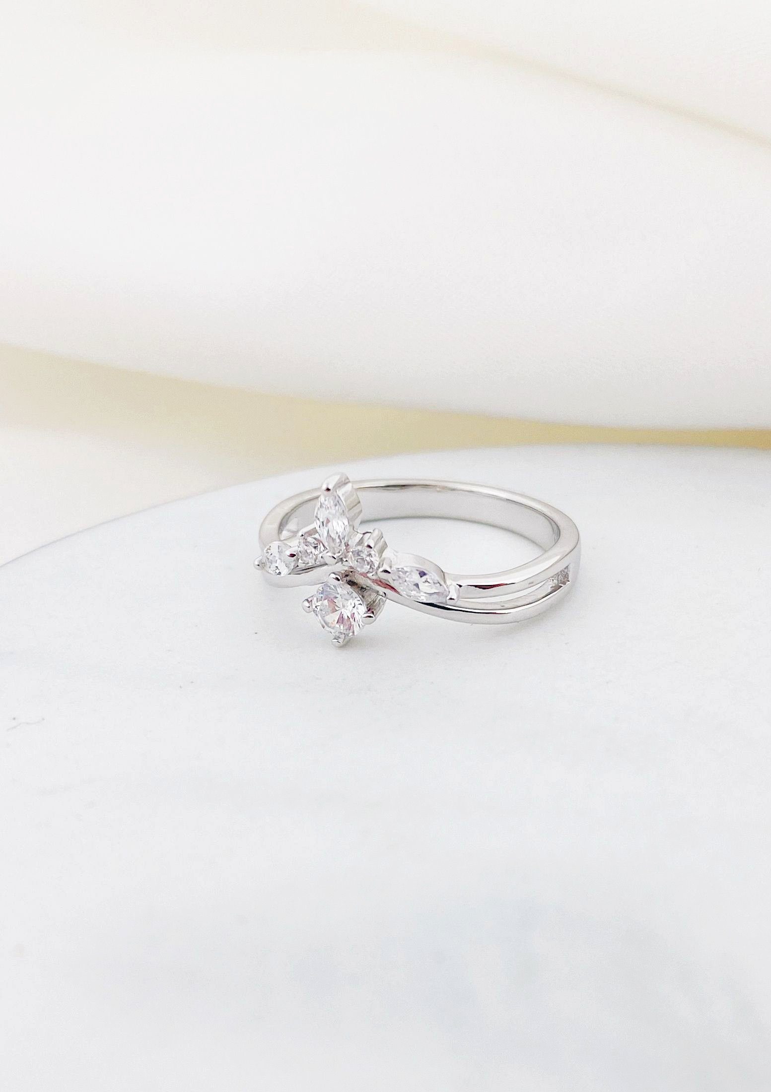 Hey Happiness Silberring Trauring Zirkonia Krone, 18K Gold Fingerring, Verlobungsring Damen 925 Silber Kristalle, Brautschmuck