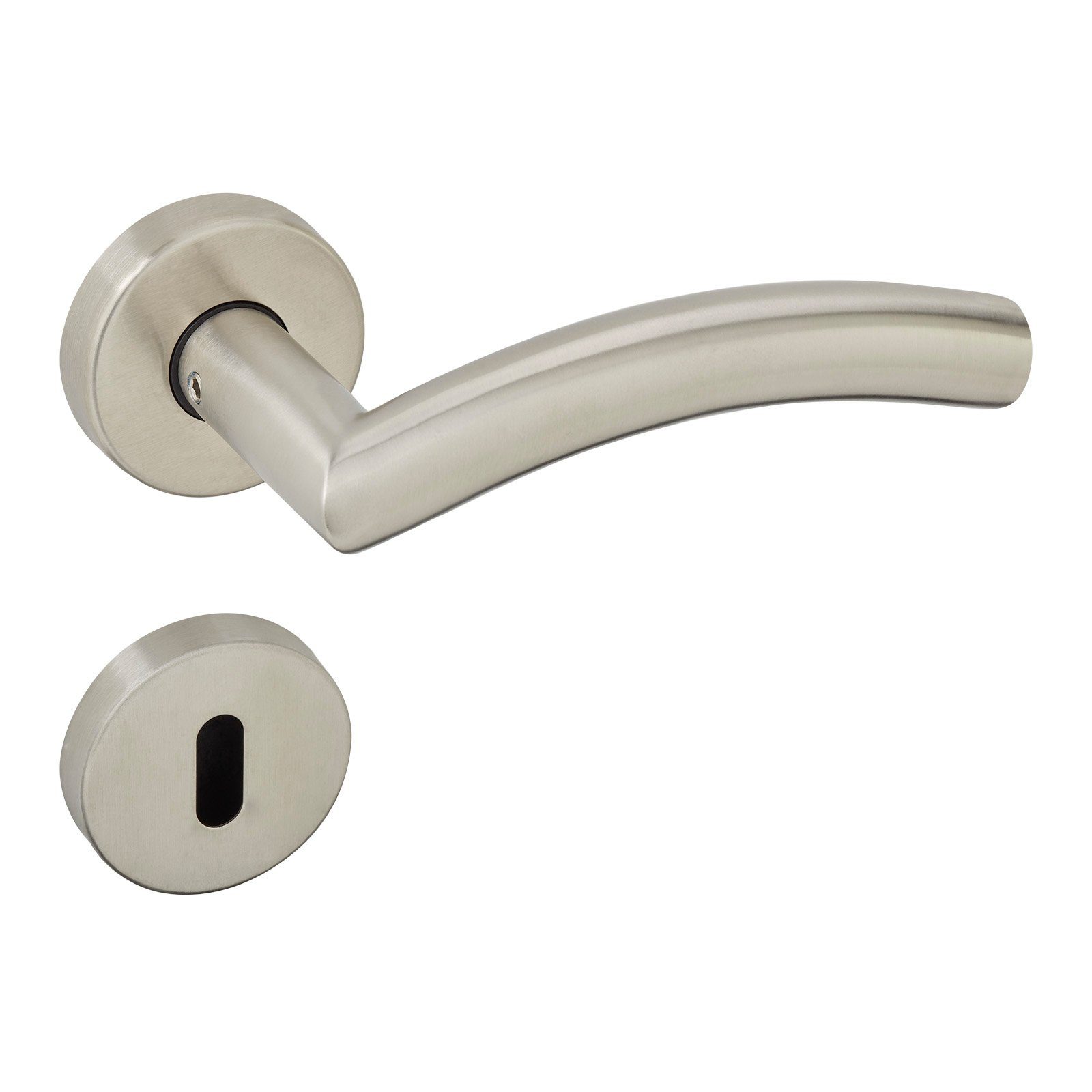 SO-TECH® Drückergarnitur Türdrücker EMIL Edelstahl gebürstet Rund Rosette, Buntbart Türgarnitur für Zimmertür Rosettengarnitur