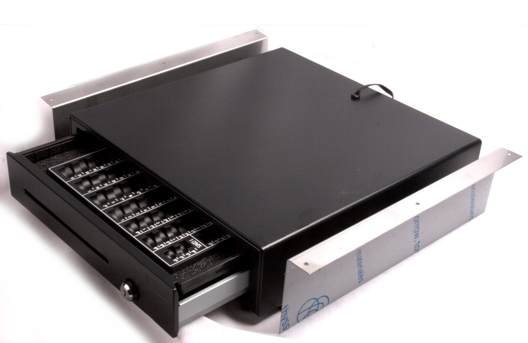 BlitzKasse Geldkassette Kassenlade iQCash410MB RJ11 41x41x10 Münzbrett Untertischhalterung