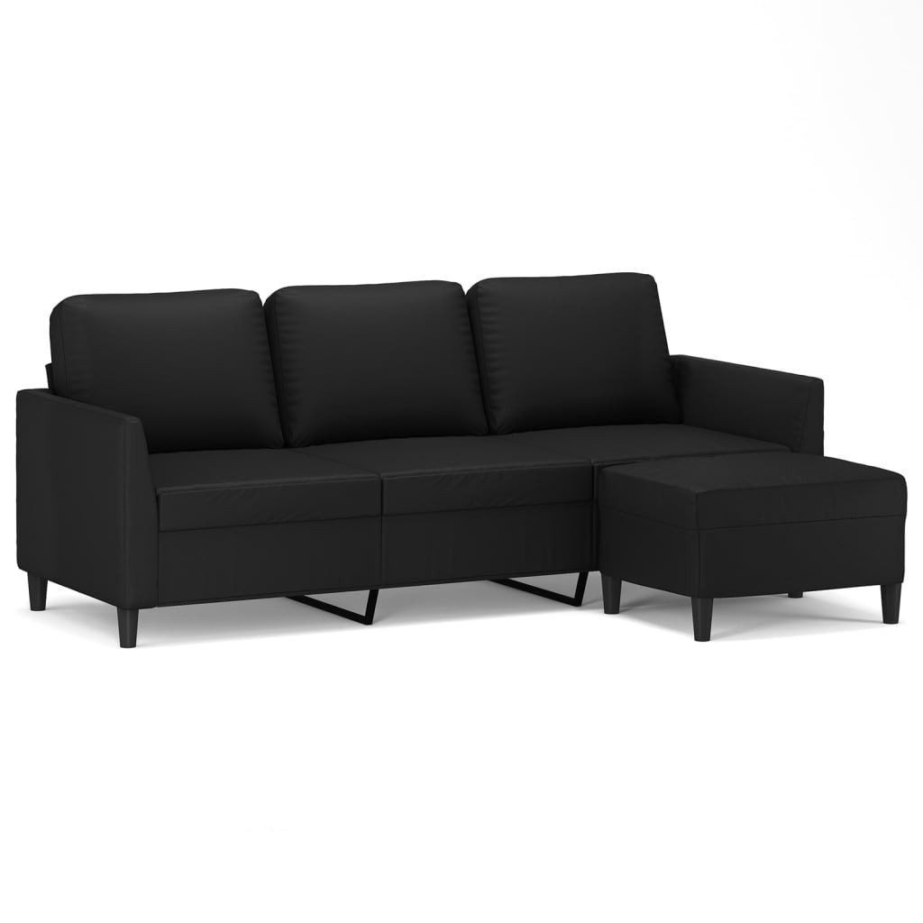 vidaXL Sofa 3-Sitzer-Sofa mit Hocker Schwarz günstig online kaufen