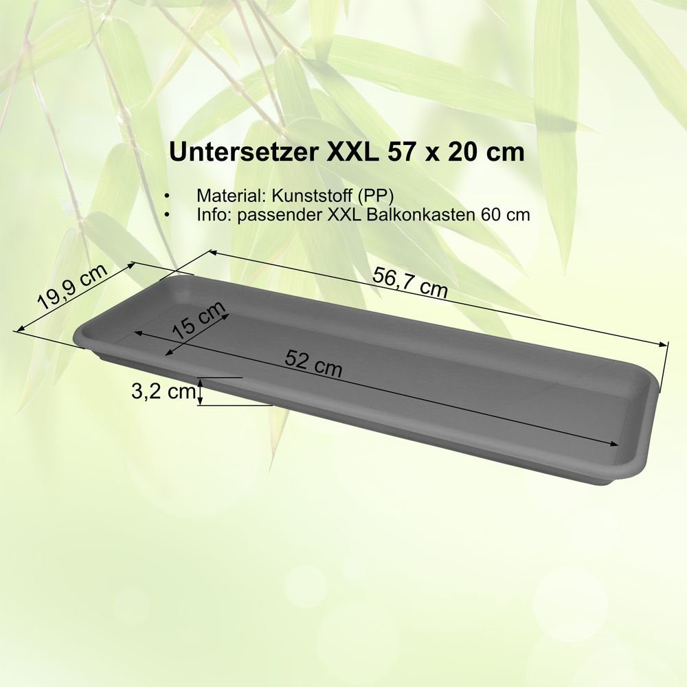 Heimwerkercenter Balkonkasten MePla XXL Untersetzer Balkonkasten L 57cm B 20cm Terrakotta, Kunstoff
