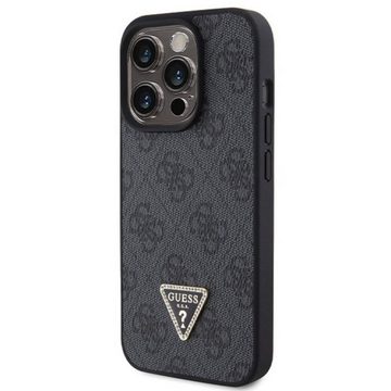 Guess Smartphone-Hülle Guess Apple iPhone 15 Pro Hülle Leather 4G Diamond Triangle Schwarz