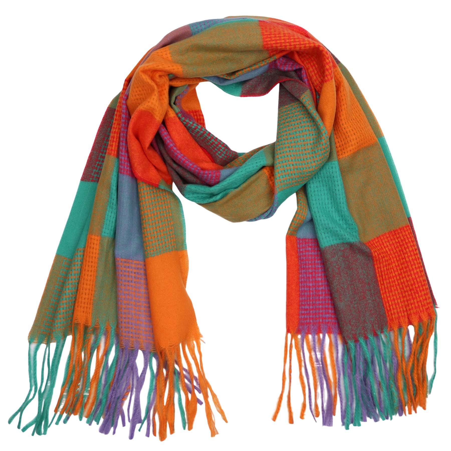 MIRROSI Modeschal weicher und warmer karierter Karo Schal mit Fransen, 70x180cm, (Viele tolle Farboptionen zur Auswahl), Damen Halstuch ideal für Herbst und Winter