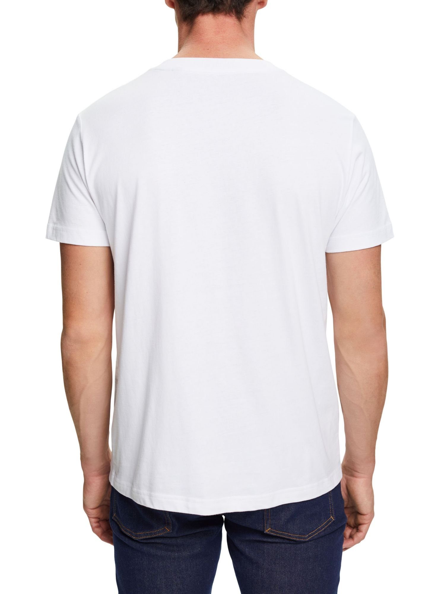 Baumwoll-T-Shirt mit Logo (1-tlg) T-Shirt Esprit WHITE