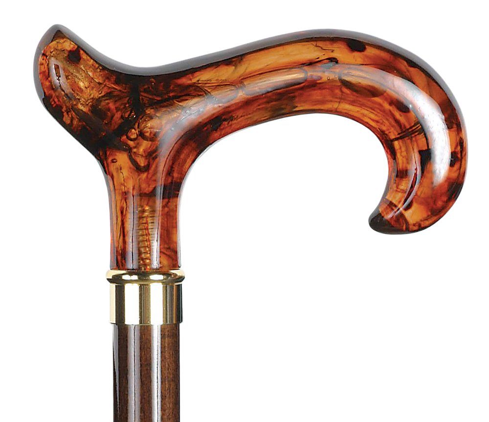 Stockshop Gehstock Gehstock Bernstein,Derbygriff Acryl,Stock Hartholz kirschbaumfarben,1