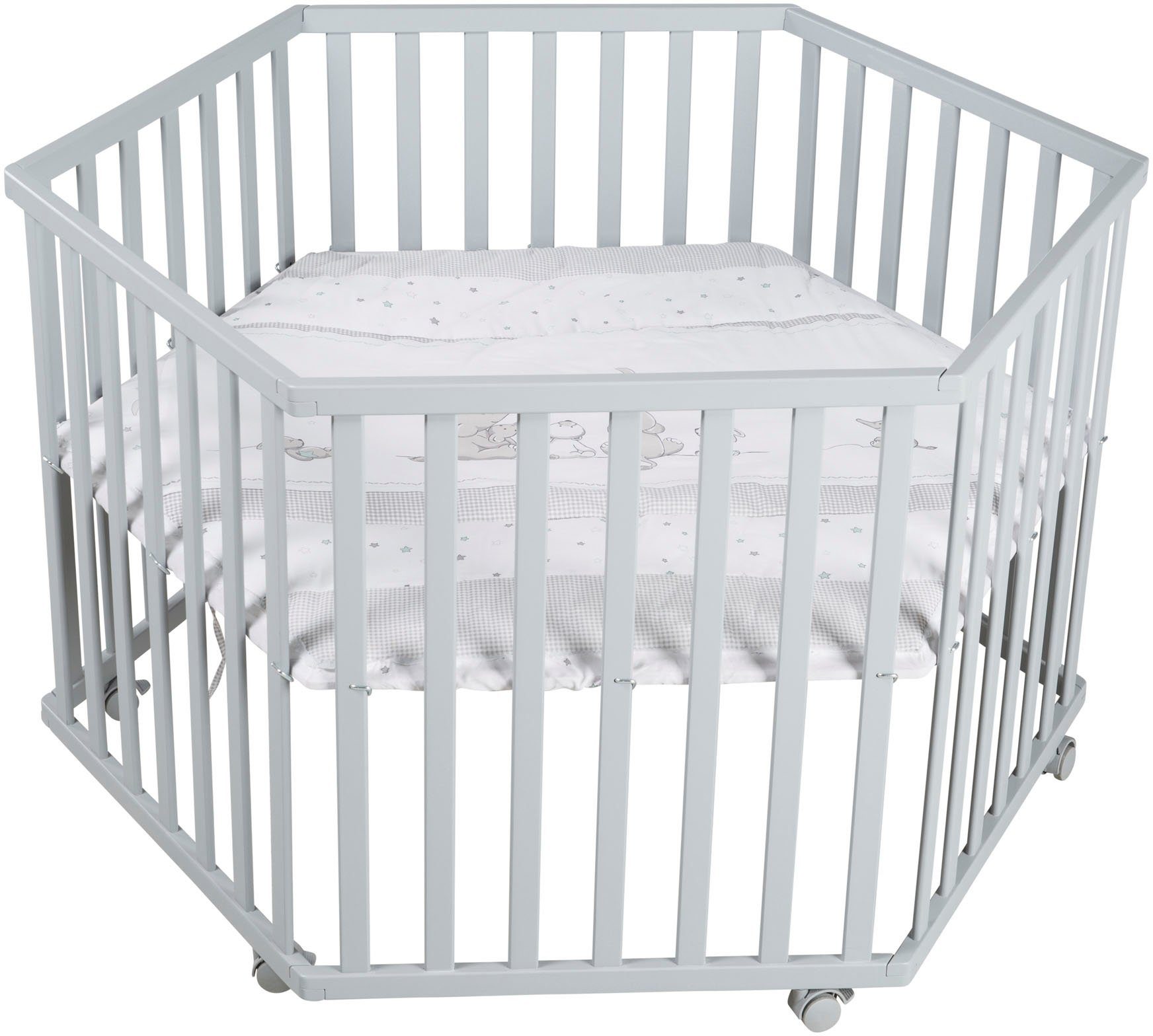 roba® Детские манежи Sternenzauber, taupe, 6-eckig, mit Stoffeinlage