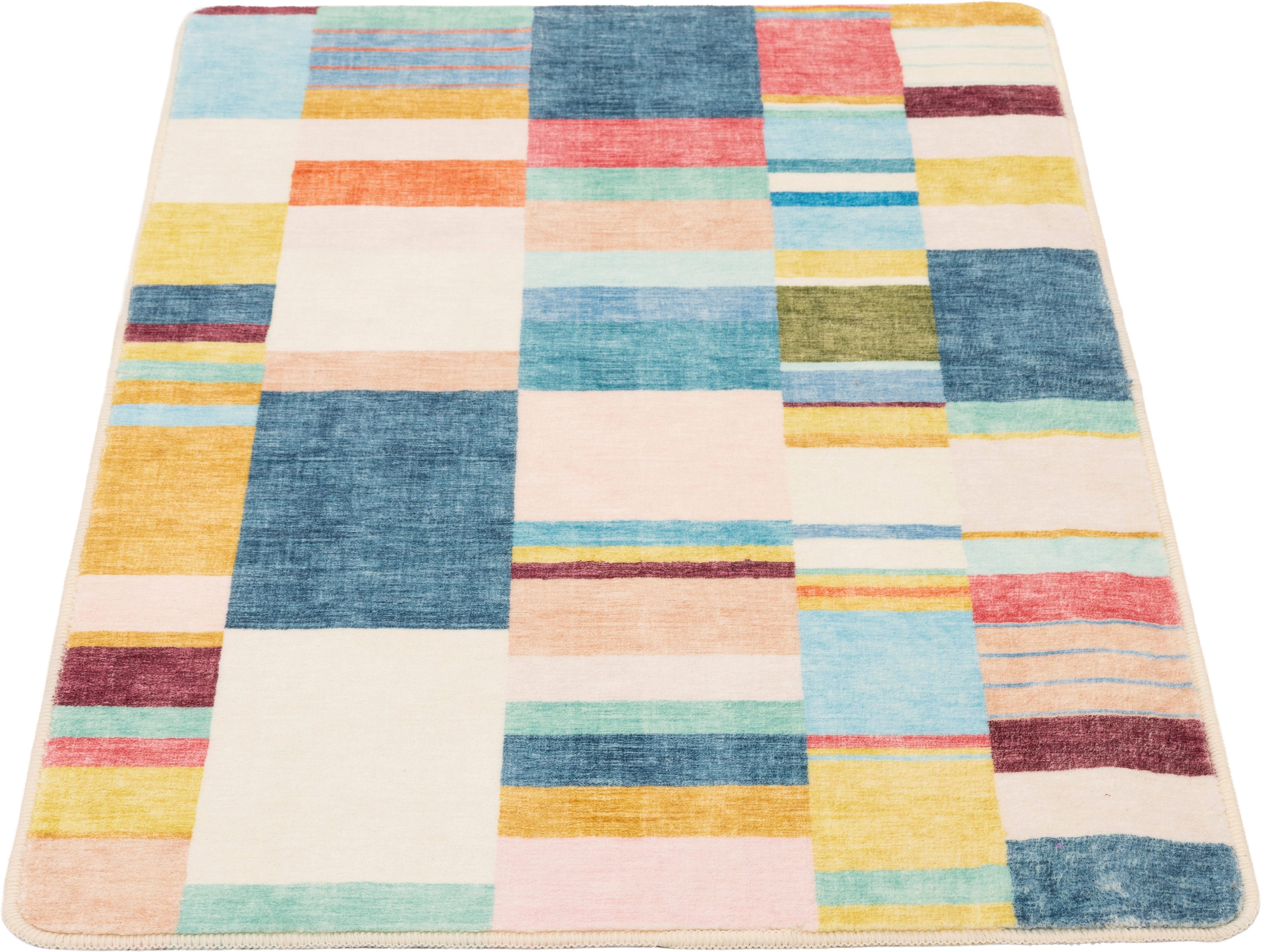 Gino Falcone Badematte Aquata GF-167, Badvorleger, Badezimmer Teppich, Höhe 7 mm, rutschhemmend beschichtet, fußbodenheizungsgeeignet, Kunstfaser, rechteckig, Badteppich, bedruckt, gestreift, modernes Design, rechteckig