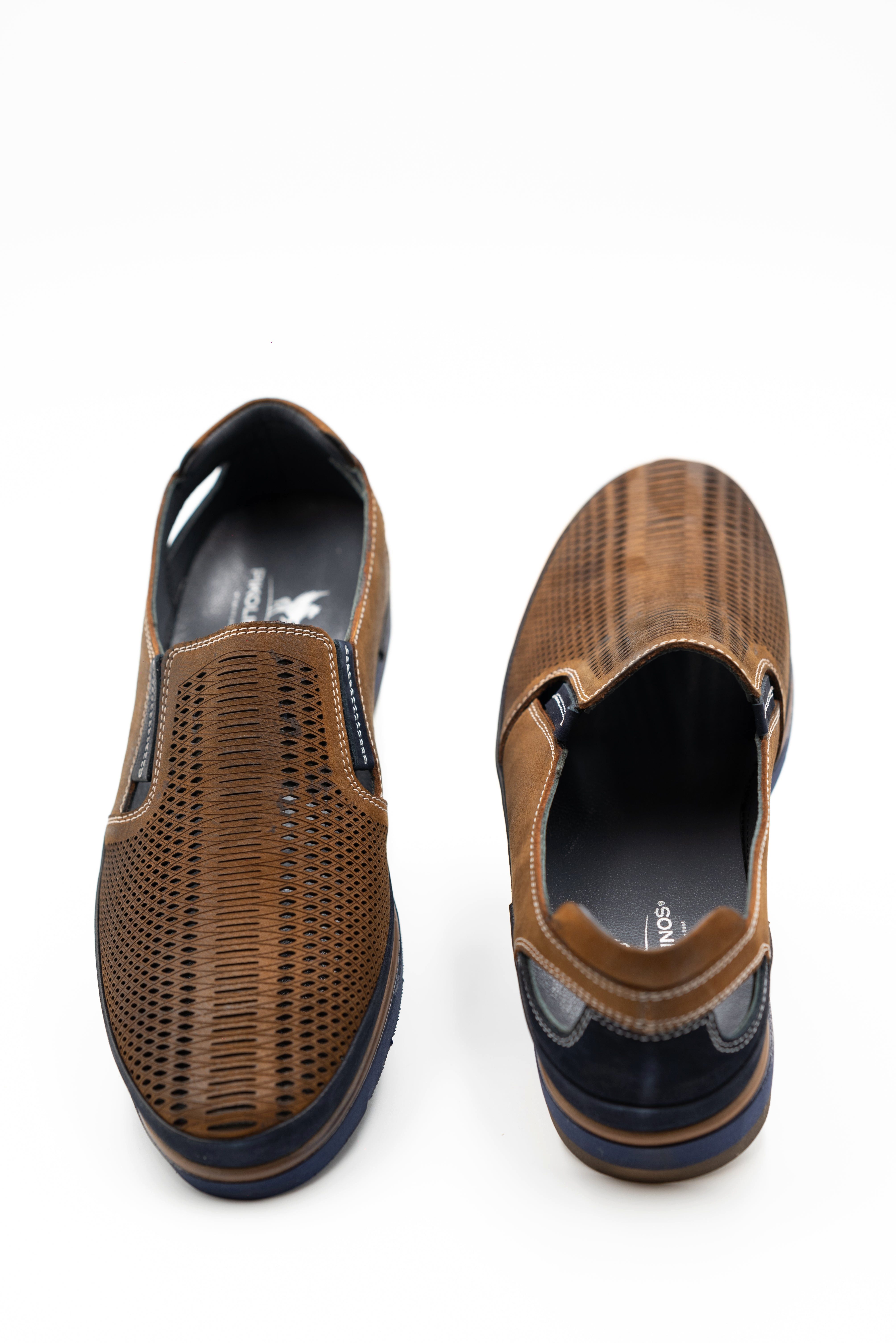 LaMarta Herren-Lederschuhe, Braun mit Löchern für den Sommer, Mokassins Mok günstig online kaufen