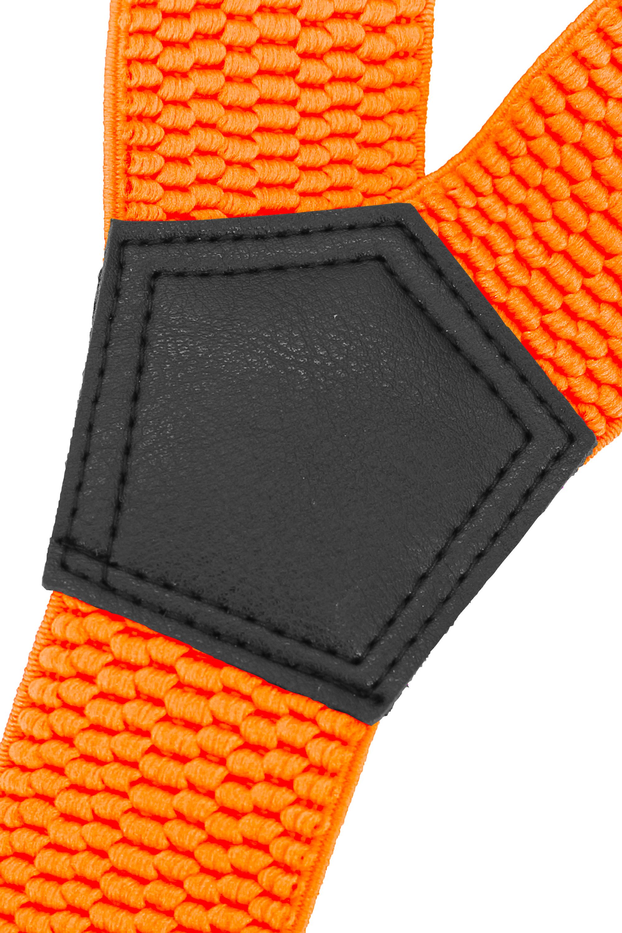 Fabio Farini Hosenträger 4cm Breites Y-Design verstellbar mit extra starken Clipverschluss, Neonorange