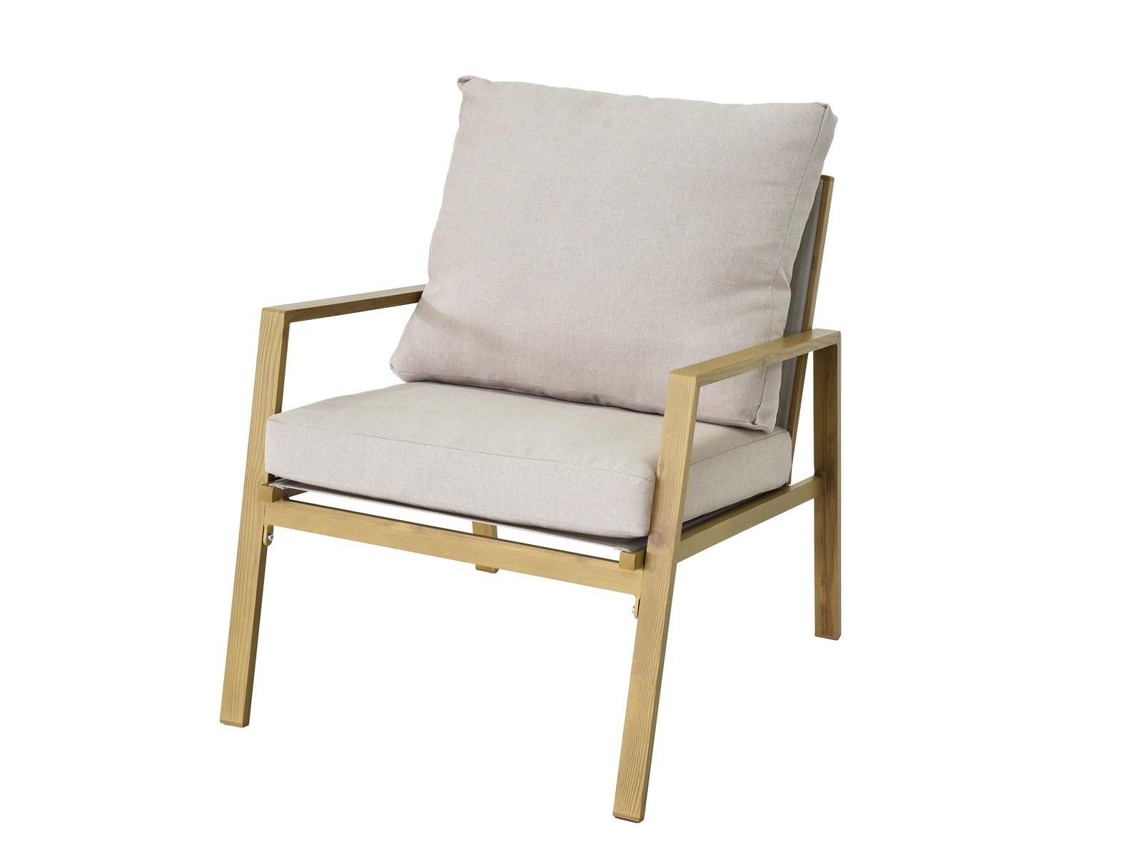bellavista - Home&Garden® Gartenlounge-Set Lounge-Set Palamos Aluminium Holzoptik 4-teilig mit Kissen