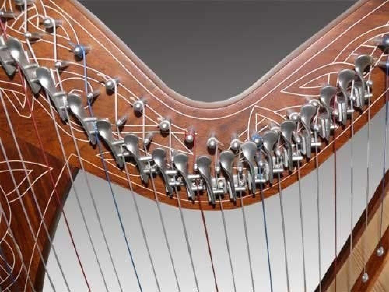 Uzman Musikinstrumentenständer Keltische Harfe 27 Saiten mit Halbtonklappen + Zubehör, (1-tlg), Handarbeit