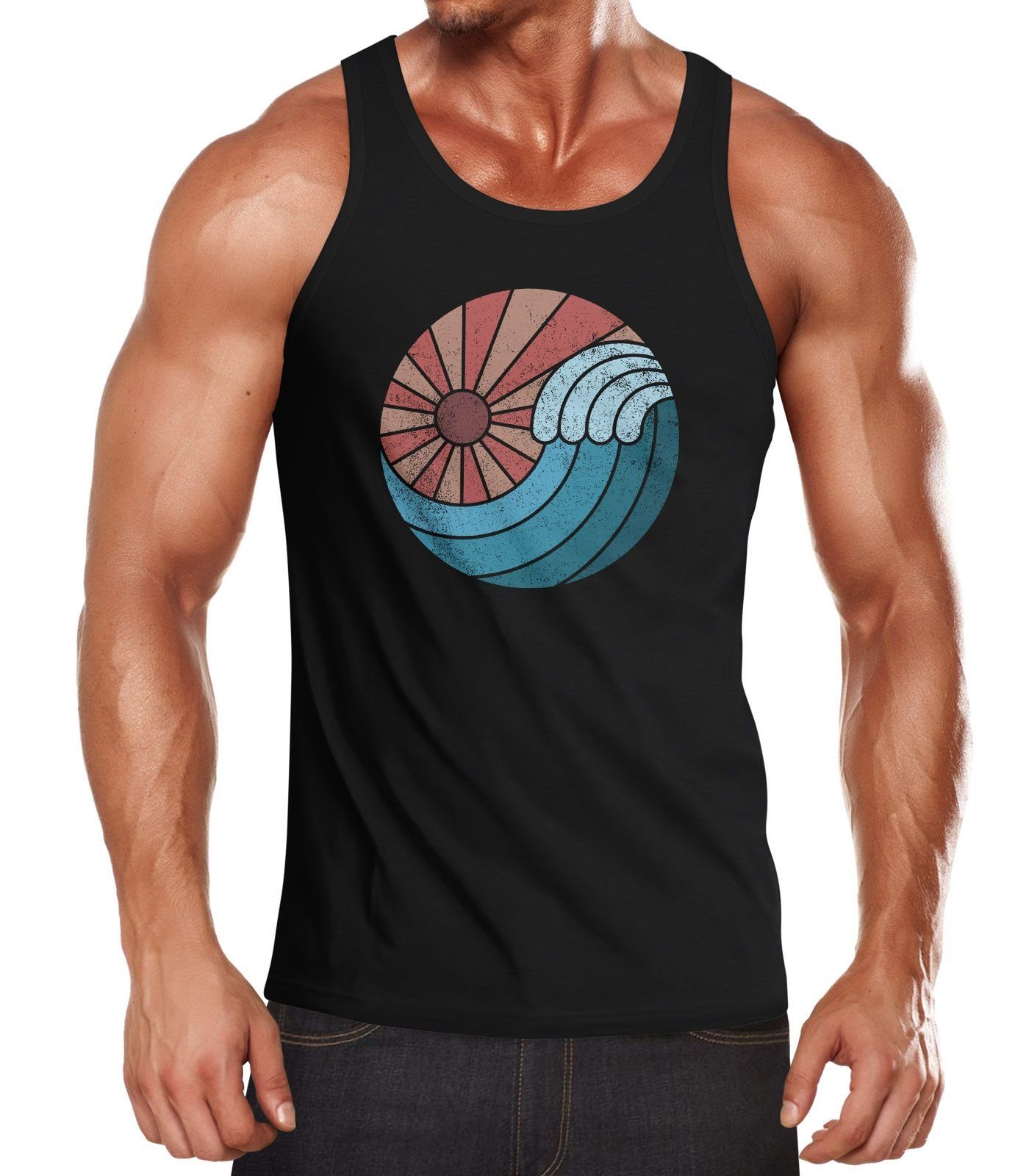 Neverless Tanktop Herren Tank-Top Welle Wave günstig online kaufen