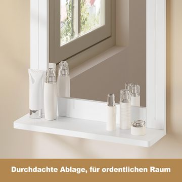 EUGAD Wandspiegel (1-St), mit Rahmen, Badezimmerspiegel aus MDF weiß