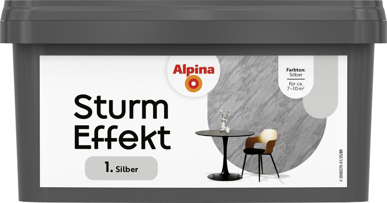 Alpina Wandfarbe Alpina Wandfarbe Sturm Effekt silber 1 L