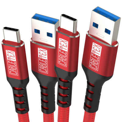 CABLETEX »USB C Kabel auf USB 3.1 Typ A Datenkabel USB 3.0 für Smartphones, Rot« USB-Kabel, USB-C, USB-A, USB-C, USB-A (150 cm), Ladekabel, Datenkabel, Schnellladekabel