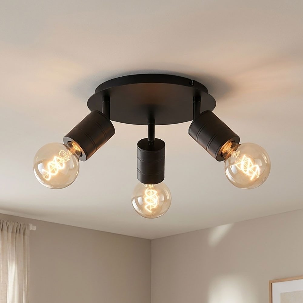 GLOBO LIGHTING Deckenleuchte, Leuchtmittel nicht inklusive, Deckenleuchte 3 Flammig Deckenstrahler schwenkbar schwarz E27 Metall