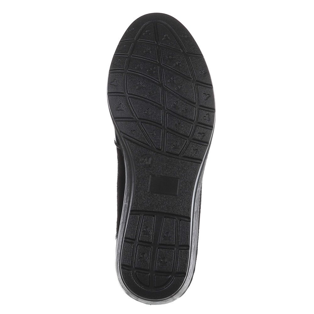 Ital-Design Damen Slipper mit Keilsohle und Reißverschluss Mokassin (91783494) Keilabsatz/Wedge Schnürer in Schwarz