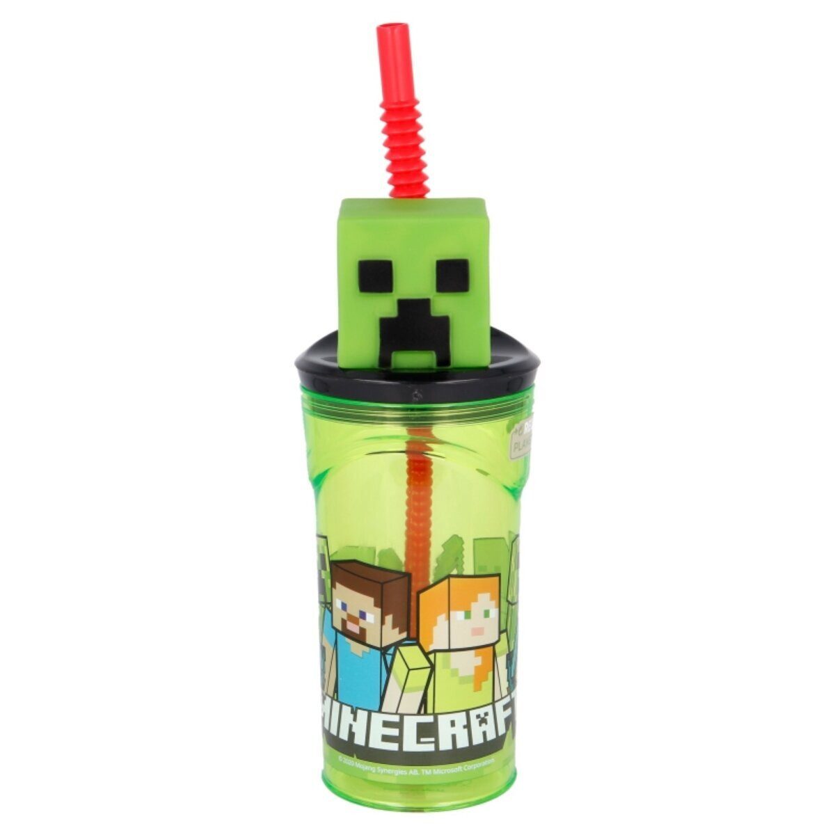 Minecraft Trinkflasche Minecraft Trinkbecher 3D Kinderbecher & Strohhalmbecher 360ml