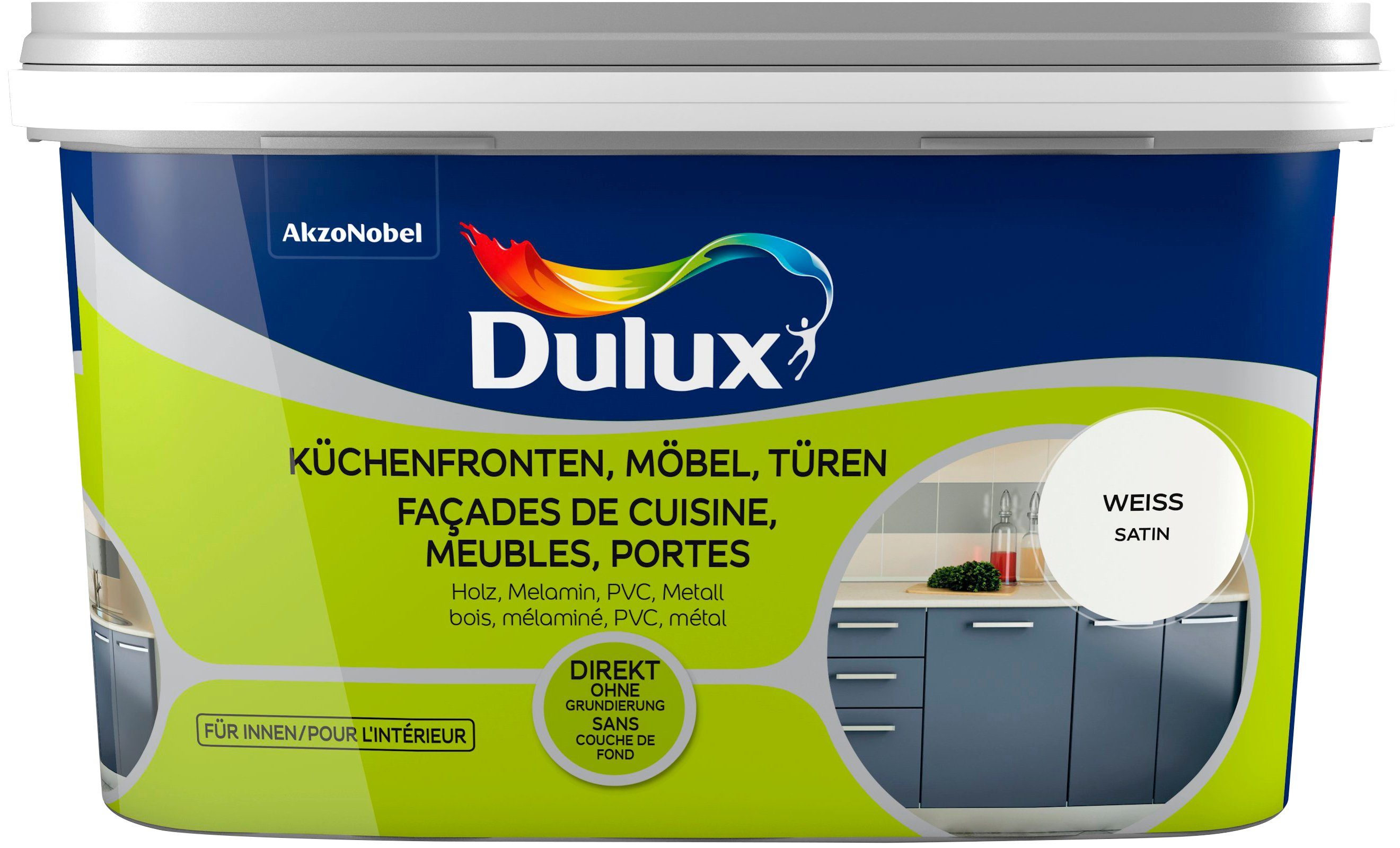 Dulux Holzlack Fresh Up, für Küchen, Möbel und Türen, weiß, 2 l