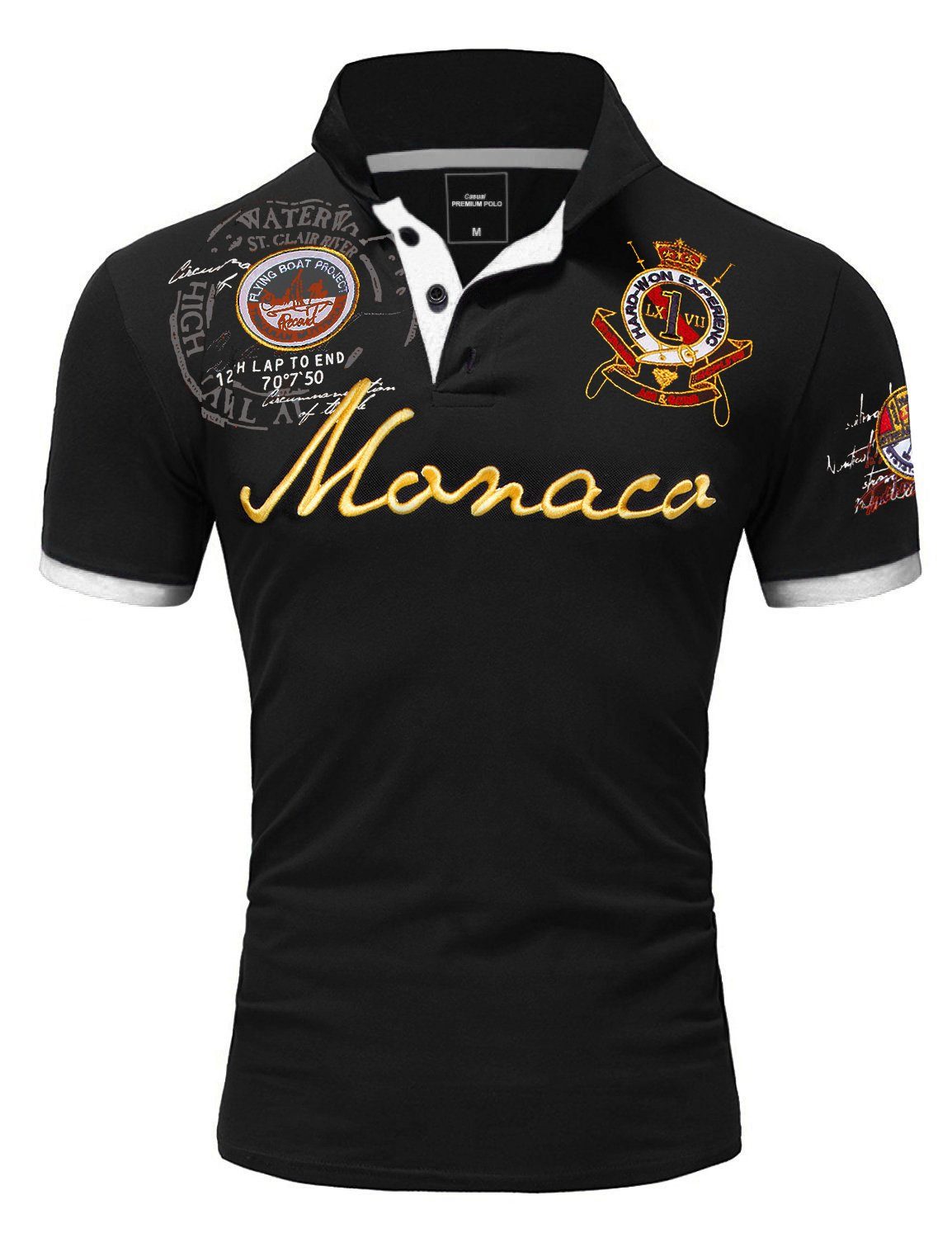 Amaci&Sons Poloshirt Monaco 2.0 Poloshirt mit Stickerei Herren Basic Kontra günstig online kaufen