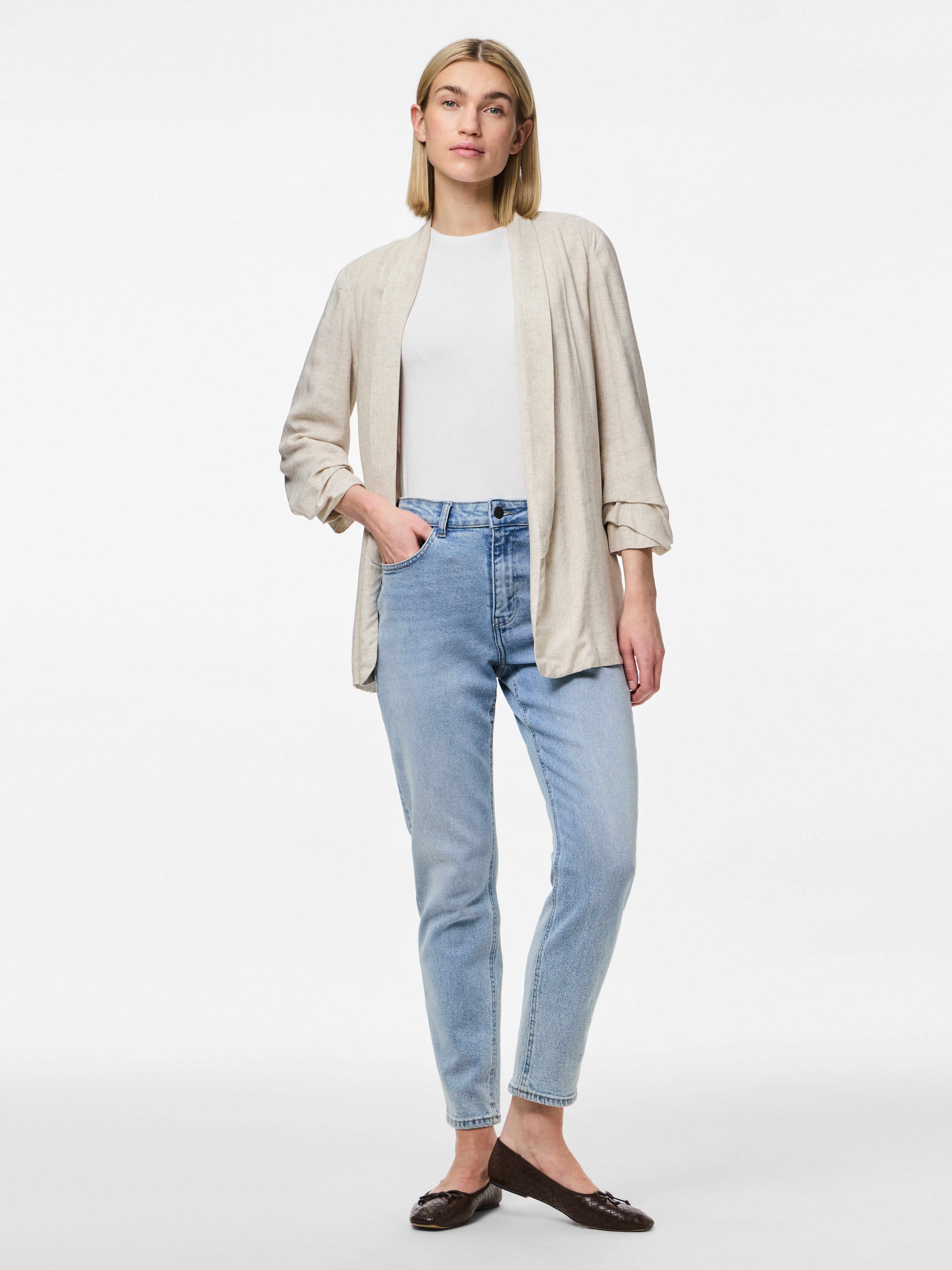 pieces Longblazer PCPIA BOSELLA BLAZER WVN NOOS mit Leinen