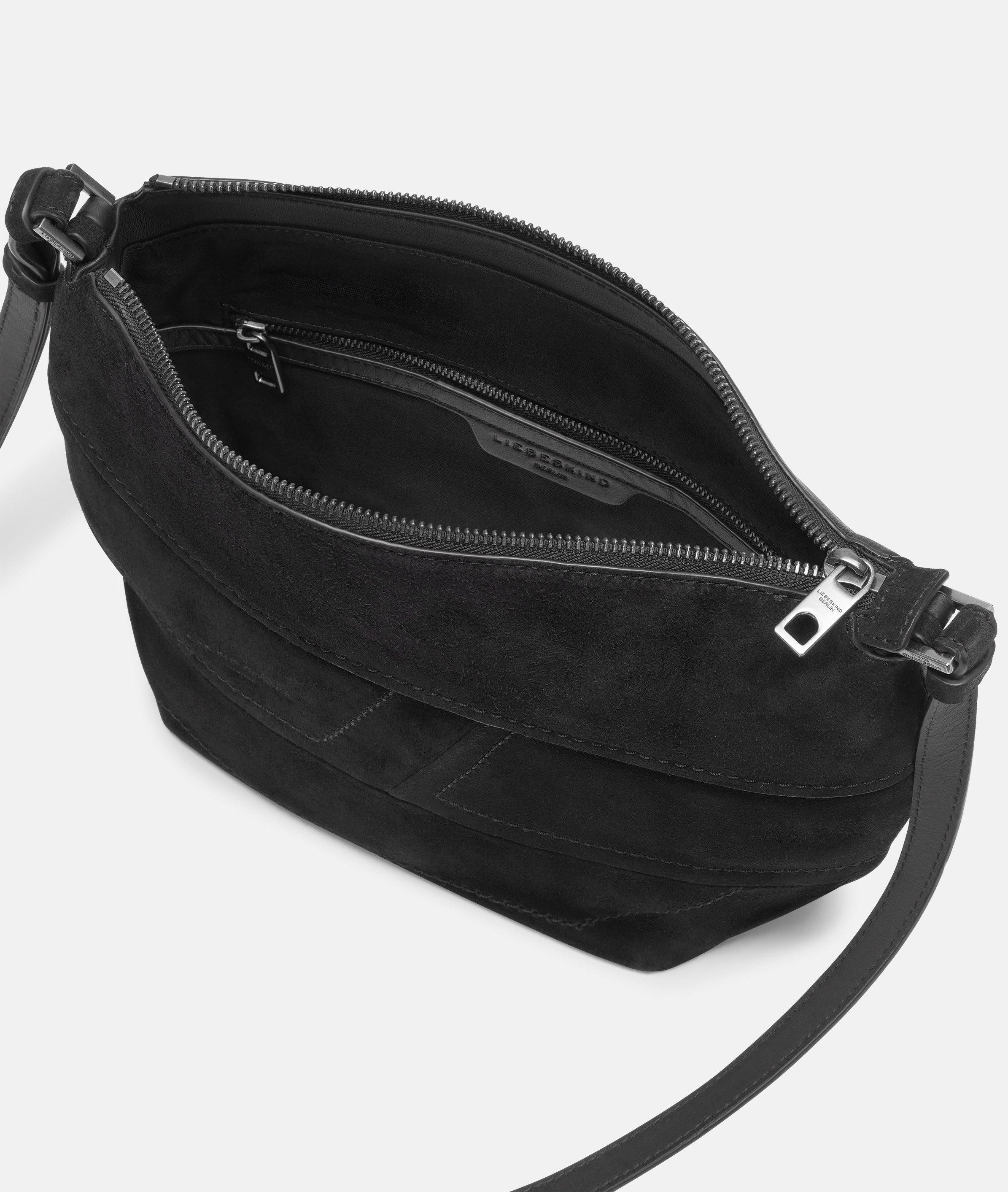 Liebeskind Berlin Schultertasche Edda Hobo S, Handliche Hobo-Bag im Materialmix aus Velours- und Glattleder