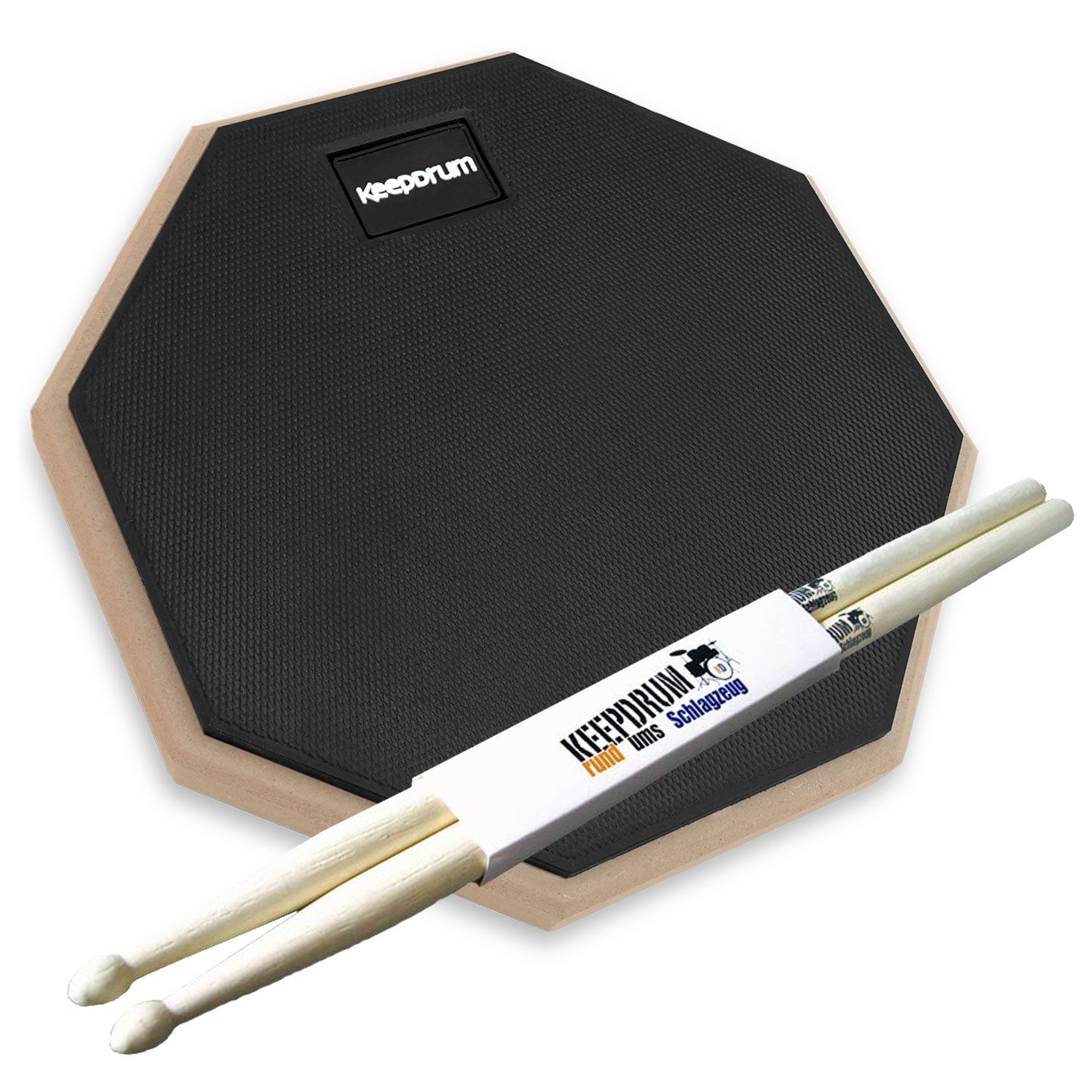 keepdrum Schlagzeug keepdrum Übungspad DP-BK8 schwarz 8 Zoll mit Drumsticks 1 Paar,Übungspad, Übungspad, Vorteils-Set mit Drumsticks 1 Paar