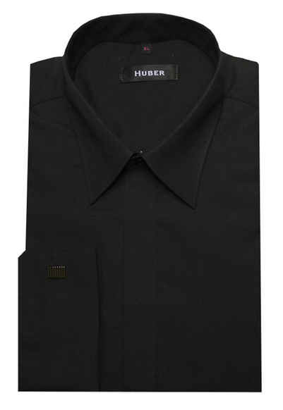 Huber Hemden Langarmhemd HU-0011 Umschlag-Manschetten verdeckte Knopfleiste Regular Fit-gerader Schnitt