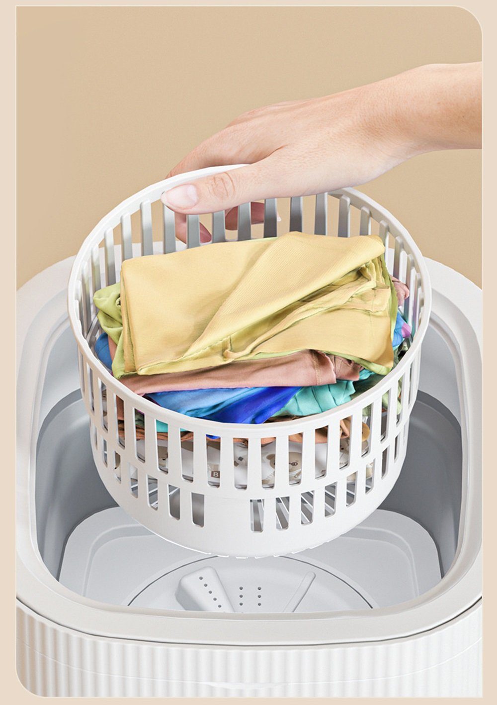 DOPWii Klappwaschmaschine Khaki Wäscheschleuder 10L Babykleidung,Unterwäsche Ablaufkorb,Für mit