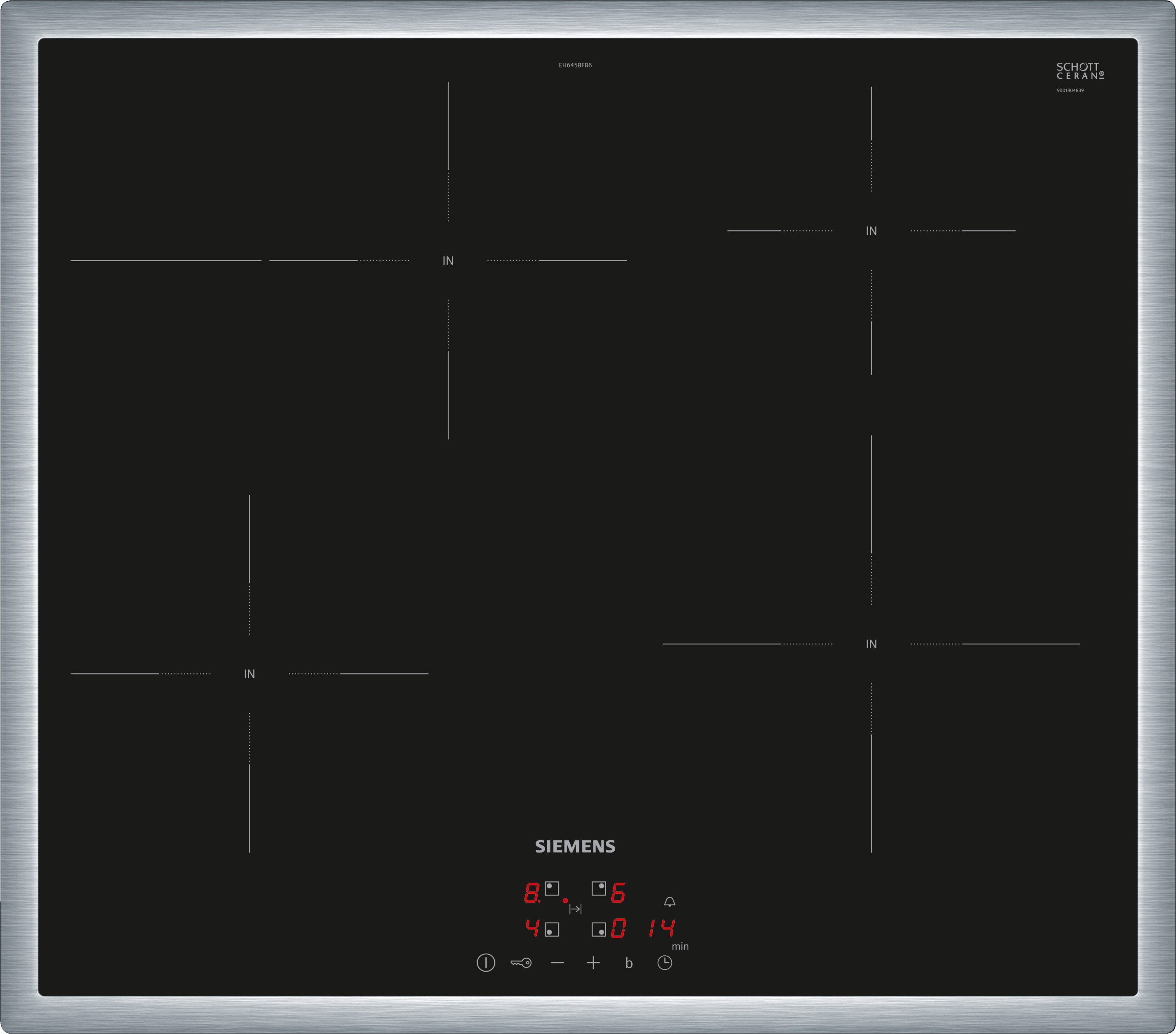 SIEMENS Induktions-Kochfeld iQ300 EH645BFB6E, touchControl für Bedienung per Fingerdruck