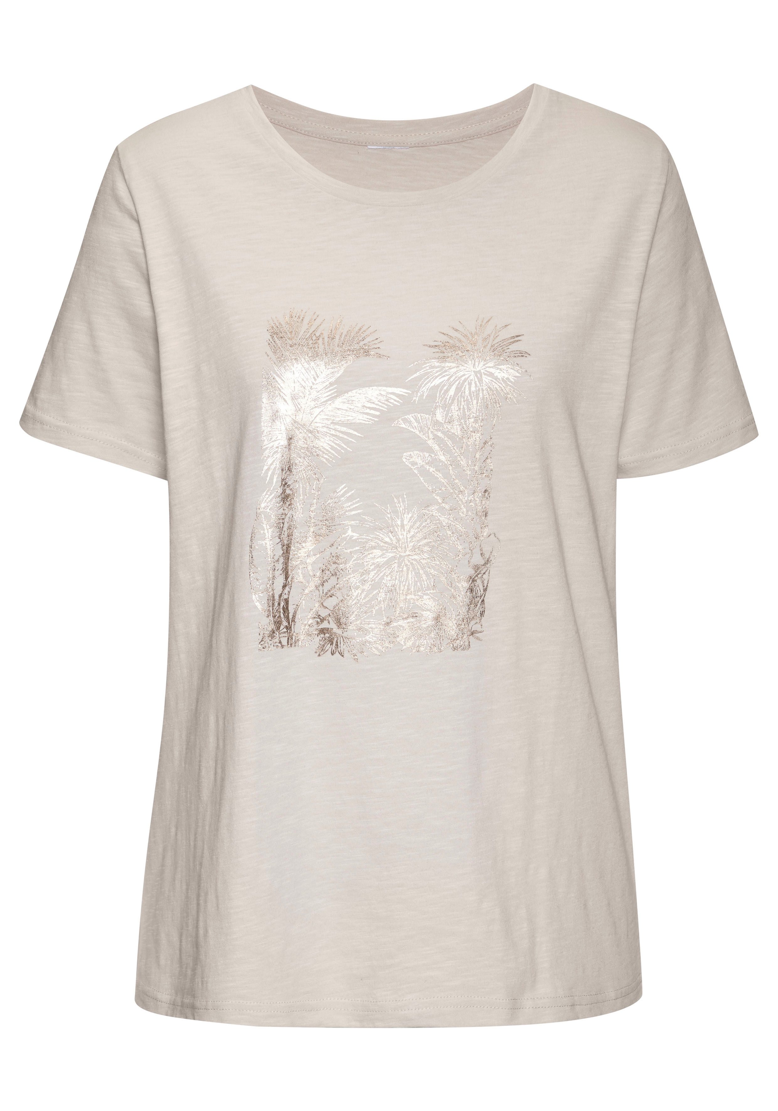 Vivance T-Shirt mit goldfarben schimmerndem Folienprint günstig online kaufen
