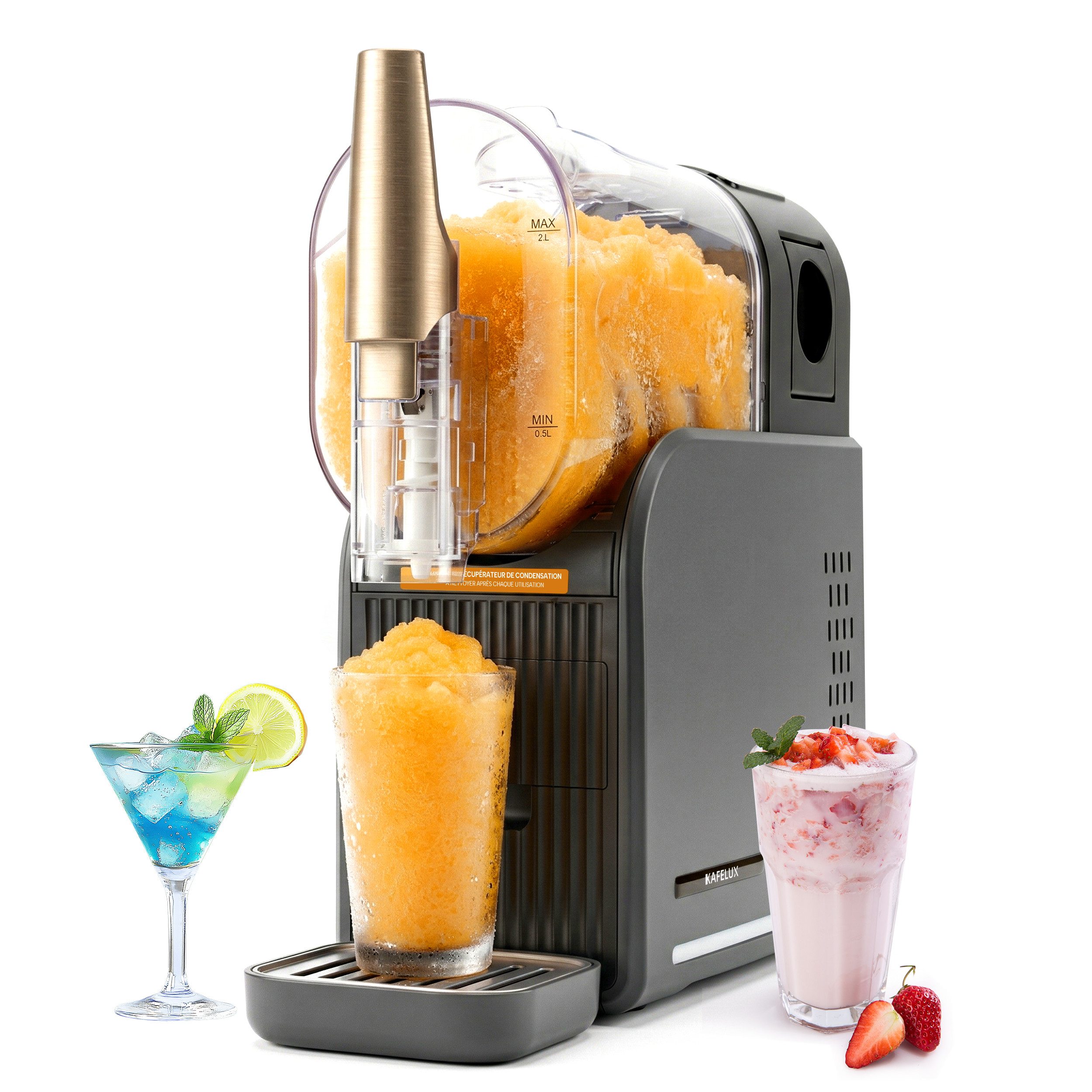 Vankel Slush-Eismaschine FS308, 2,6L, 6 Modi, Touchscreen, 200 W, Slush Maker mit Kompressor, Selbstreinigung und 360° Rührsystem