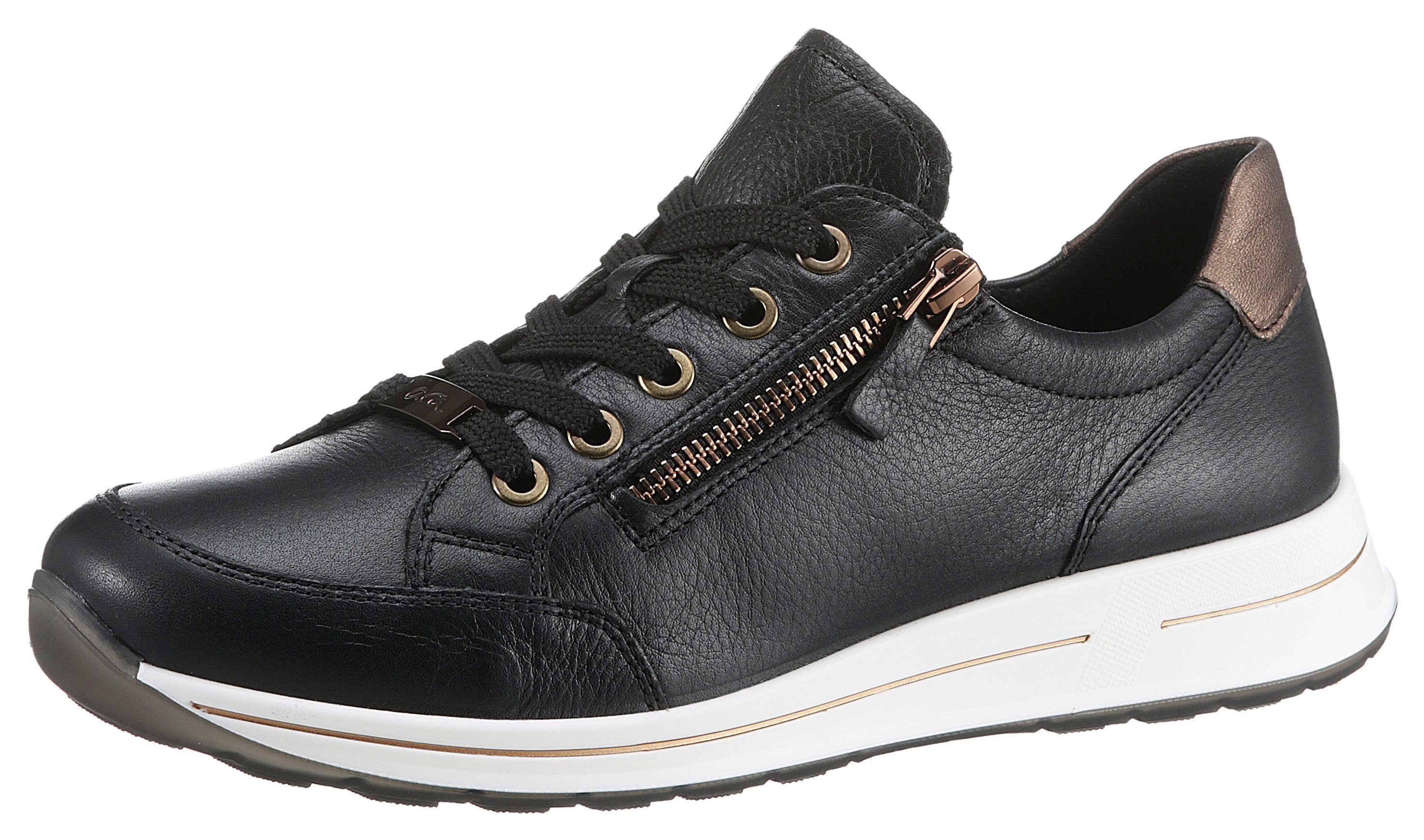 Ara OSAKA Sneaker in Komfortweite H = sehr weit schwarz-bronzefarben