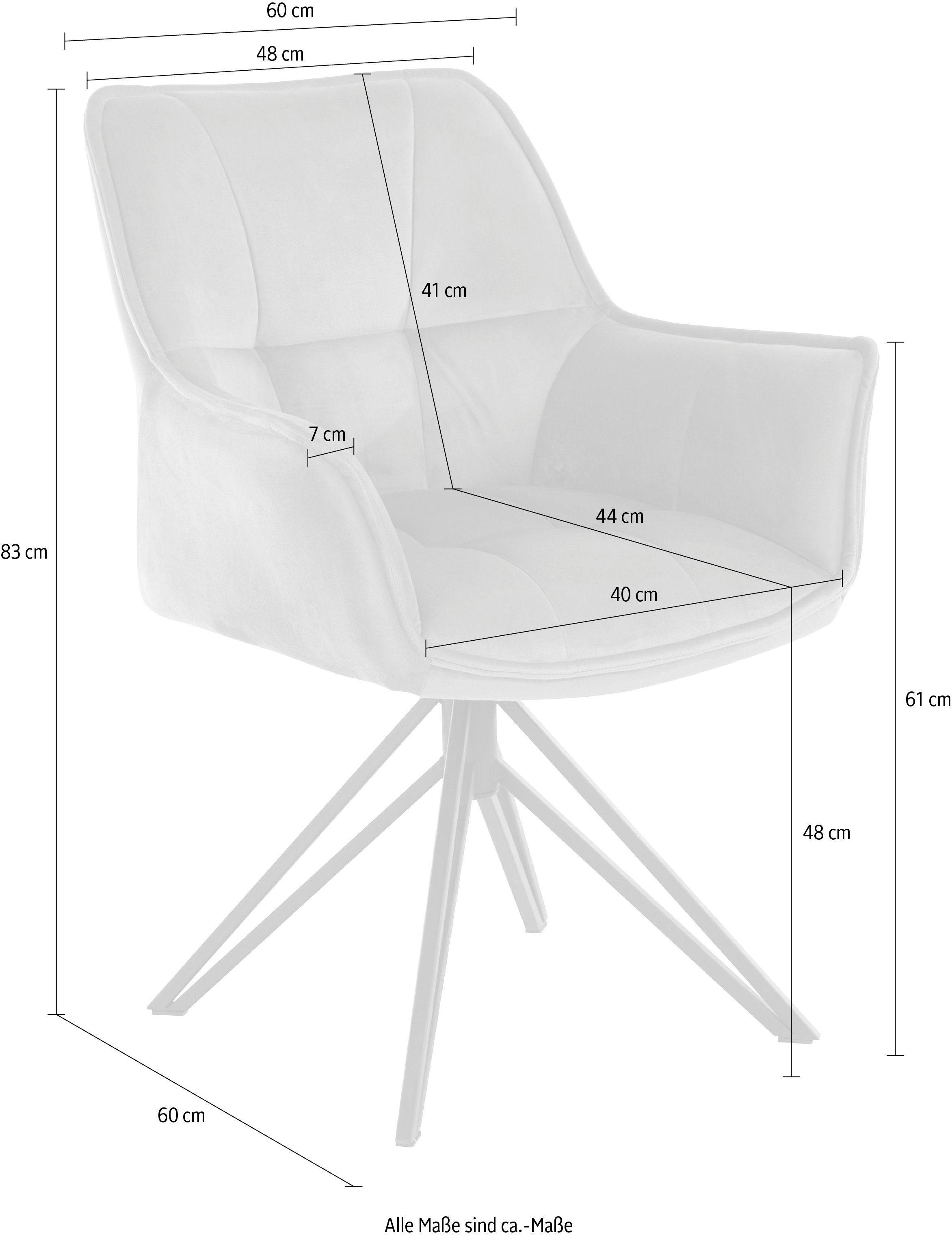 Sitz aus in Veloursstoff, andas 48 Metall, (2 Kilden Sitzhöhe schwarzes cm mit Gestell St), Esszimmerstuhl