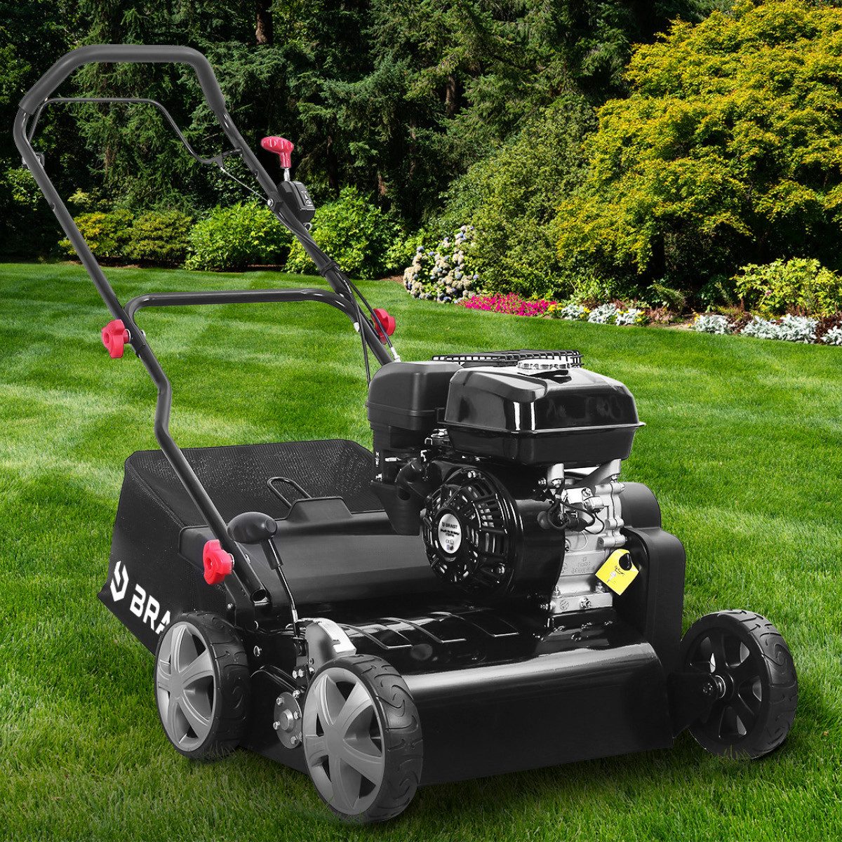 BRAST Benzin-Vertikutierer / Lüfter Benzin-Vertikutierer 4,5kW (6,12PS), 4-Takt Motor 212ccm, 40,00 cm Arbeitsbreite, TÜV geprüft, 50L Fangkorb