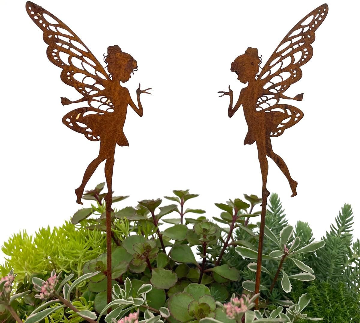 LB H&F Lilienburg Dekofigur 2er SET Elfe Fee Rostdeko Gartenstecker Dekofig günstig online kaufen