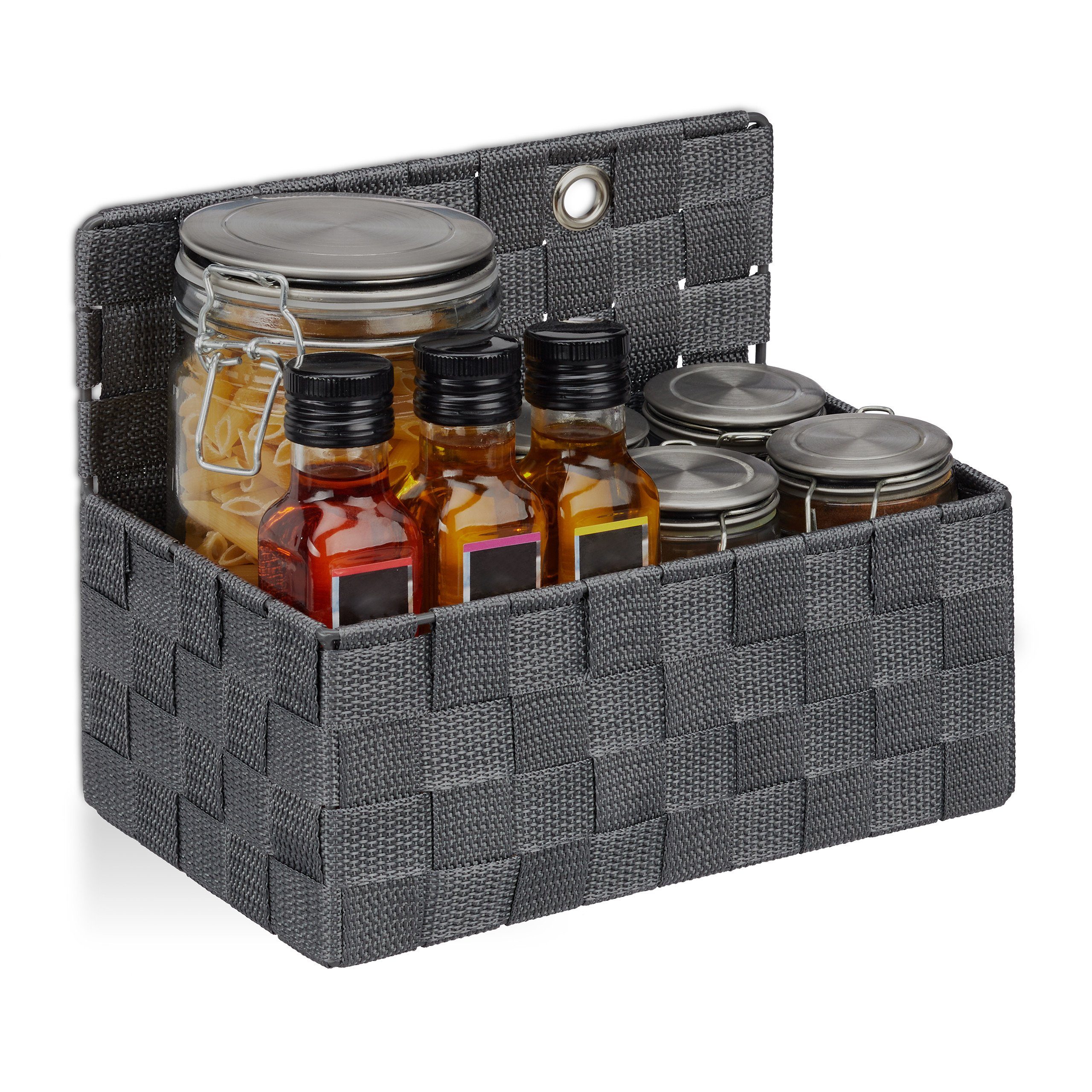 relaxdays Aufbewahrungskorb hängend, grau günstig online kaufen